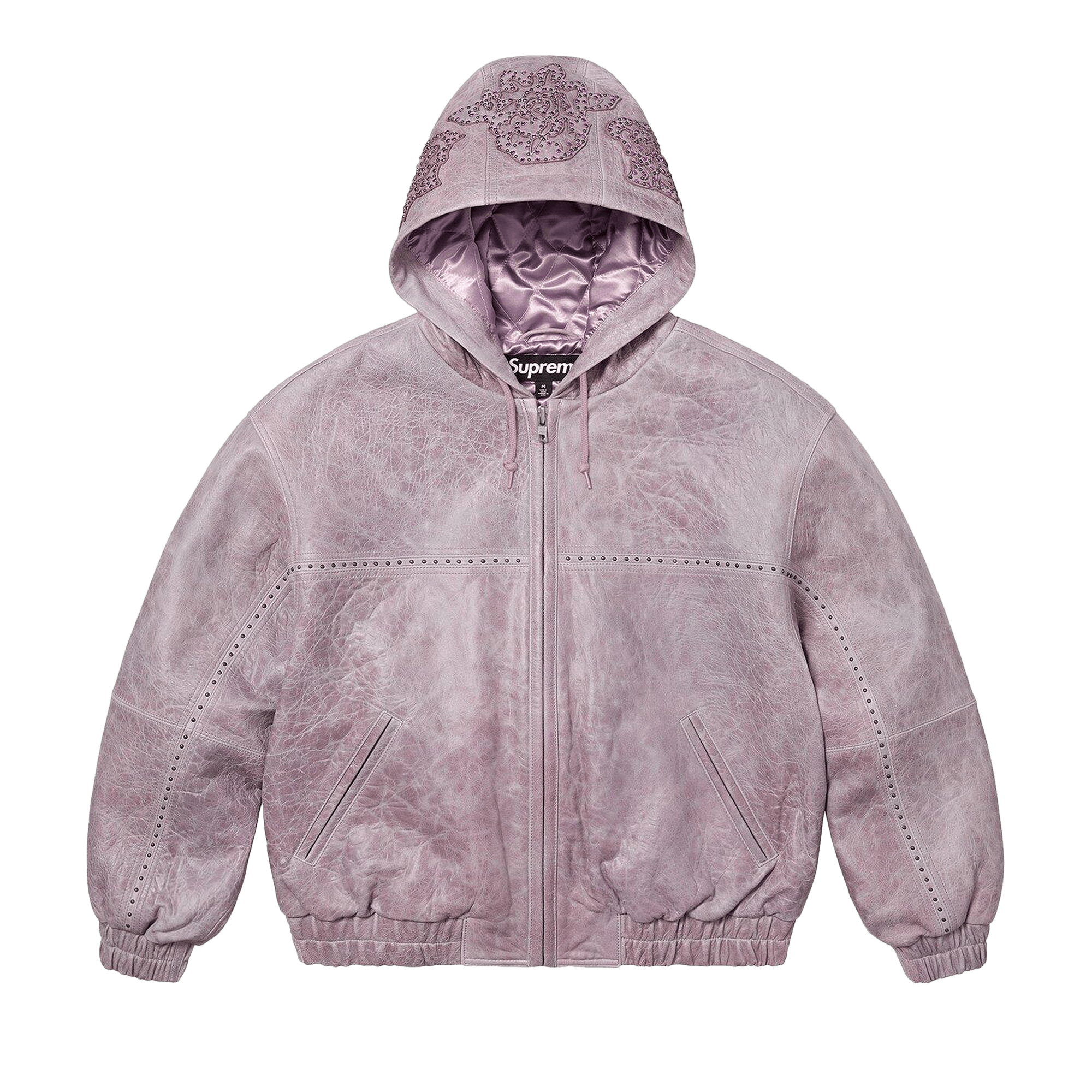 Supreme Studded Hooded Leather Jacket 'Lilac'