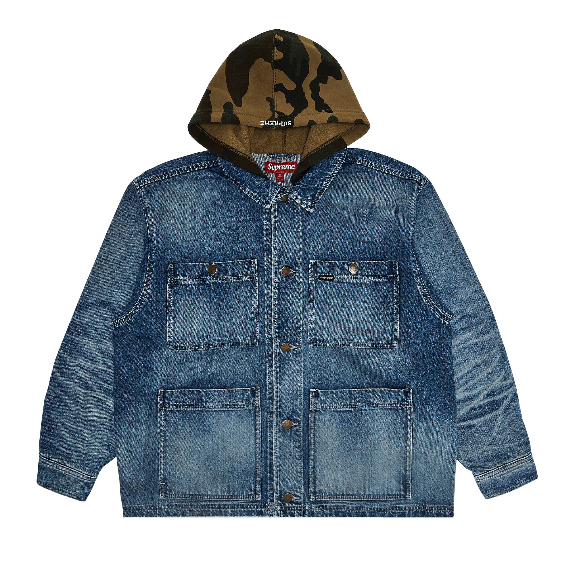 Supreme Worn Hooded Chore Coat 'Denim'