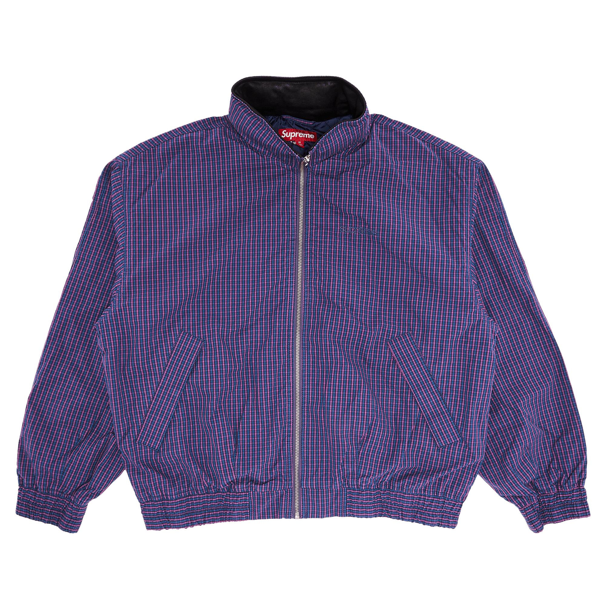Supreme Leather Collar Utility Jacket 'Blue Plaid'
