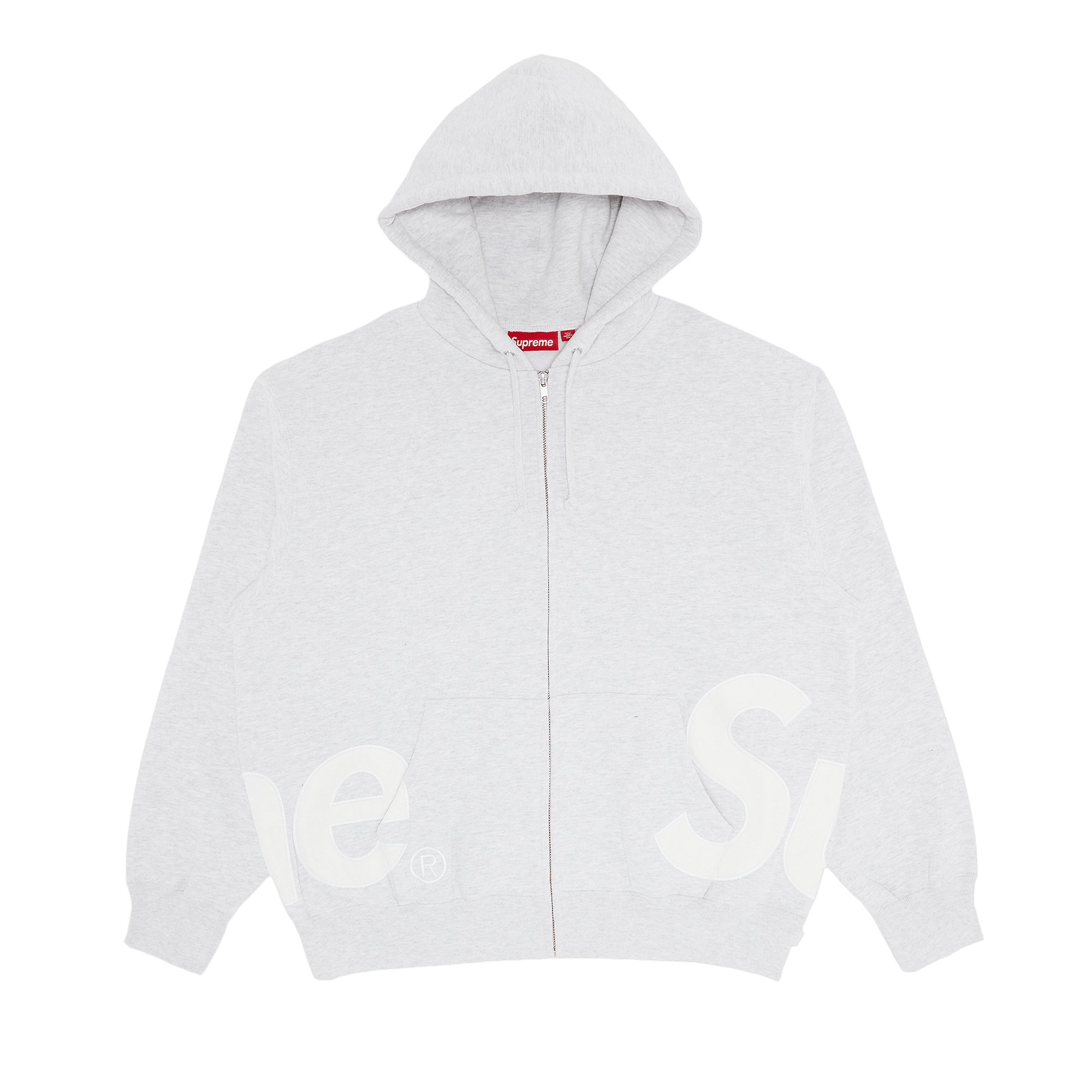 Supreme Big Logo Zip Up Hooded Sweatshirt 'Ash Grey'