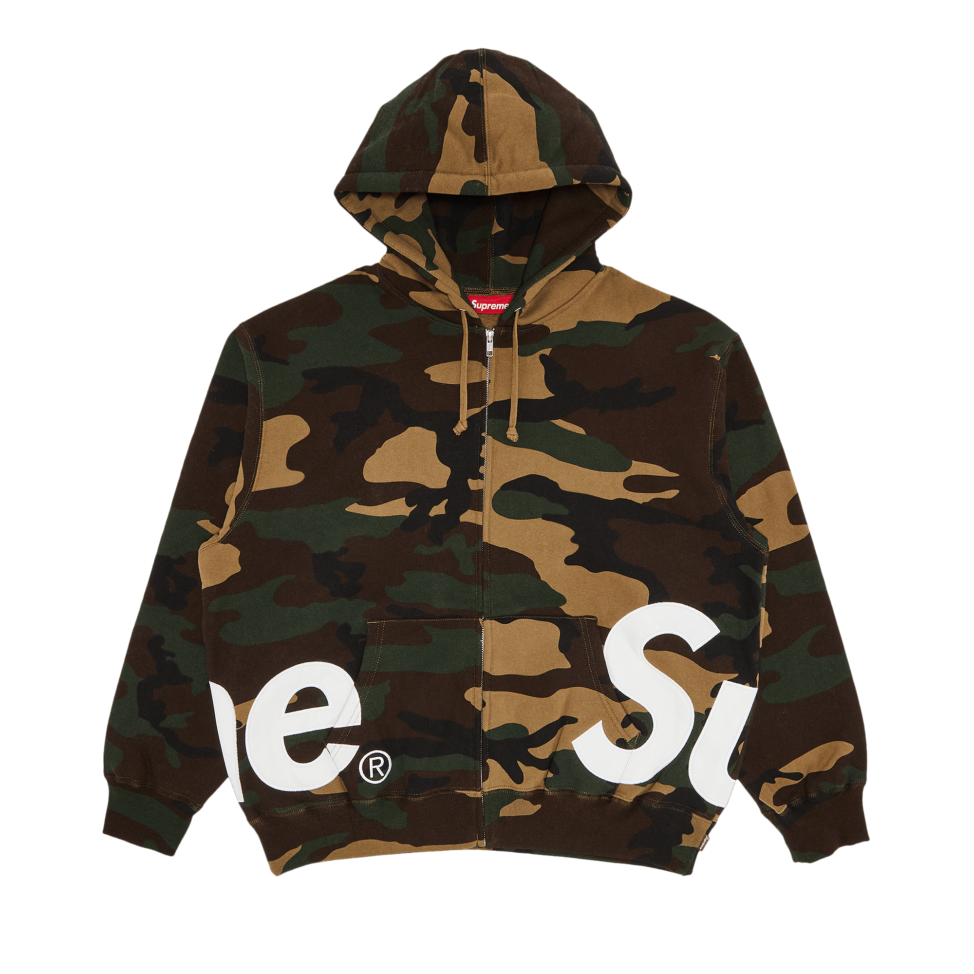 Supreme Big Logo Zip Up Hooded Sweatshirt 'Woodland Camo'
