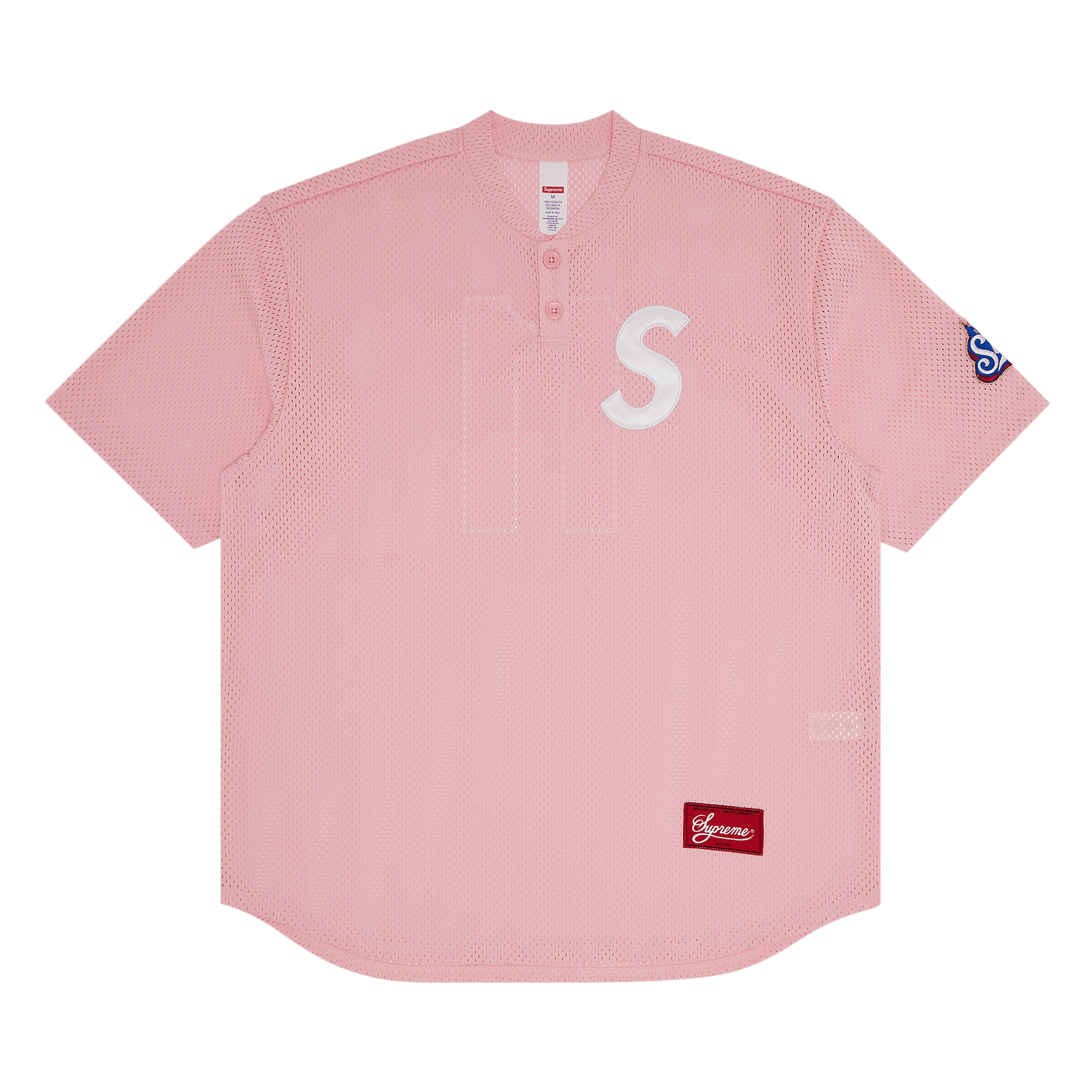 Supreme S Logo Baseball Henley 'Pink'