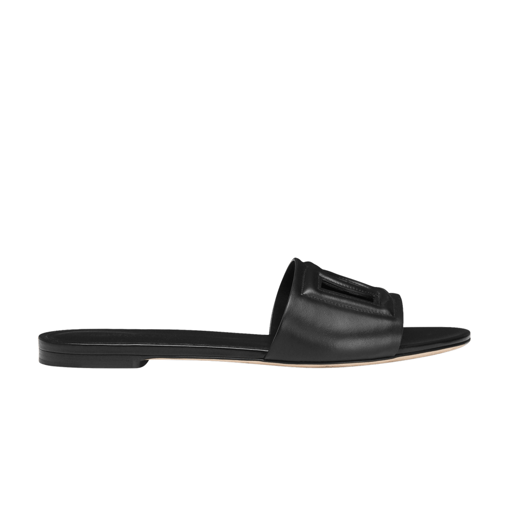 Dolce & Gabbana Wmns Calfskin Slide Sandal 'Millennials Logo - Black'