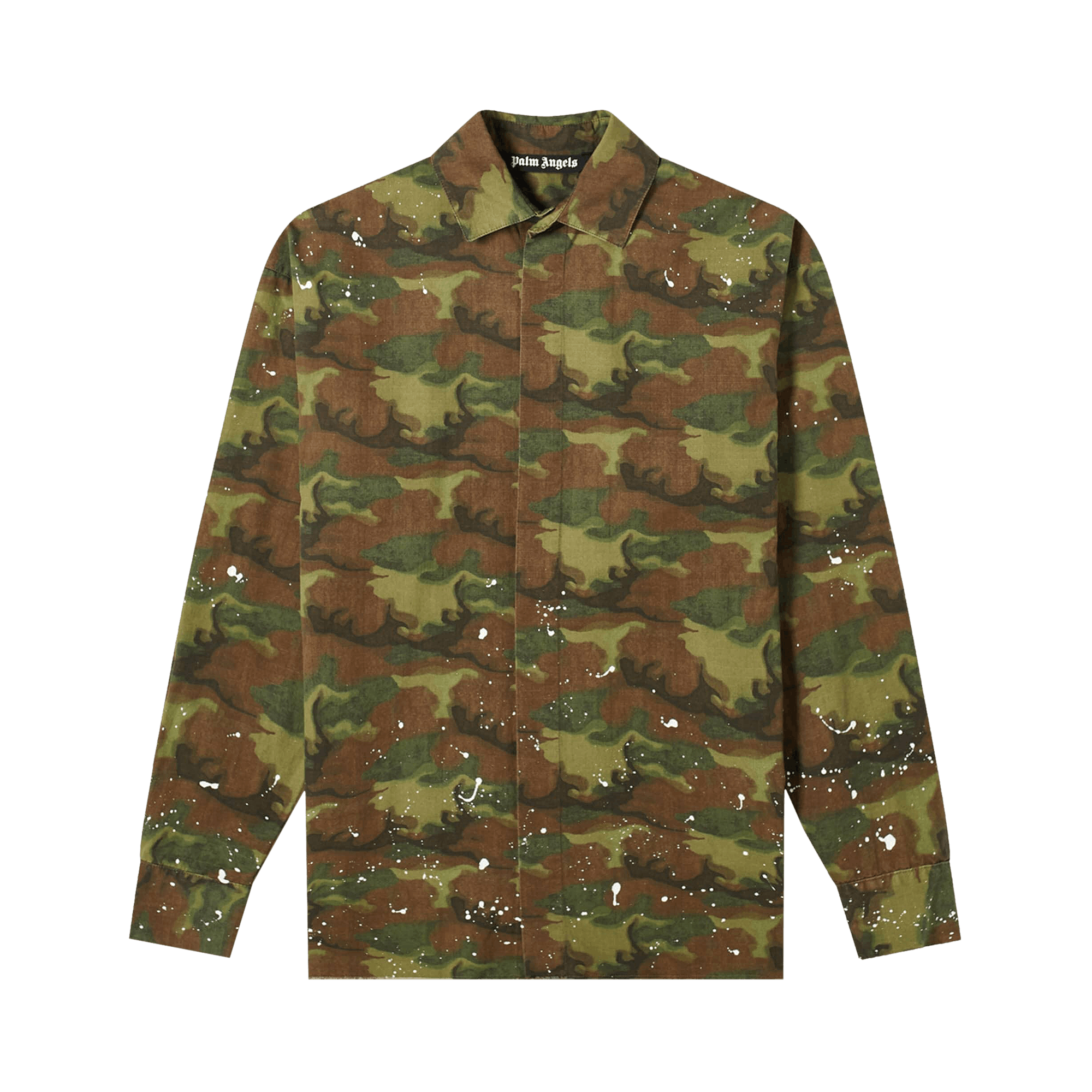 Palm Angels Logo Print Long-Sleeve Shirt 'Camouflage'
