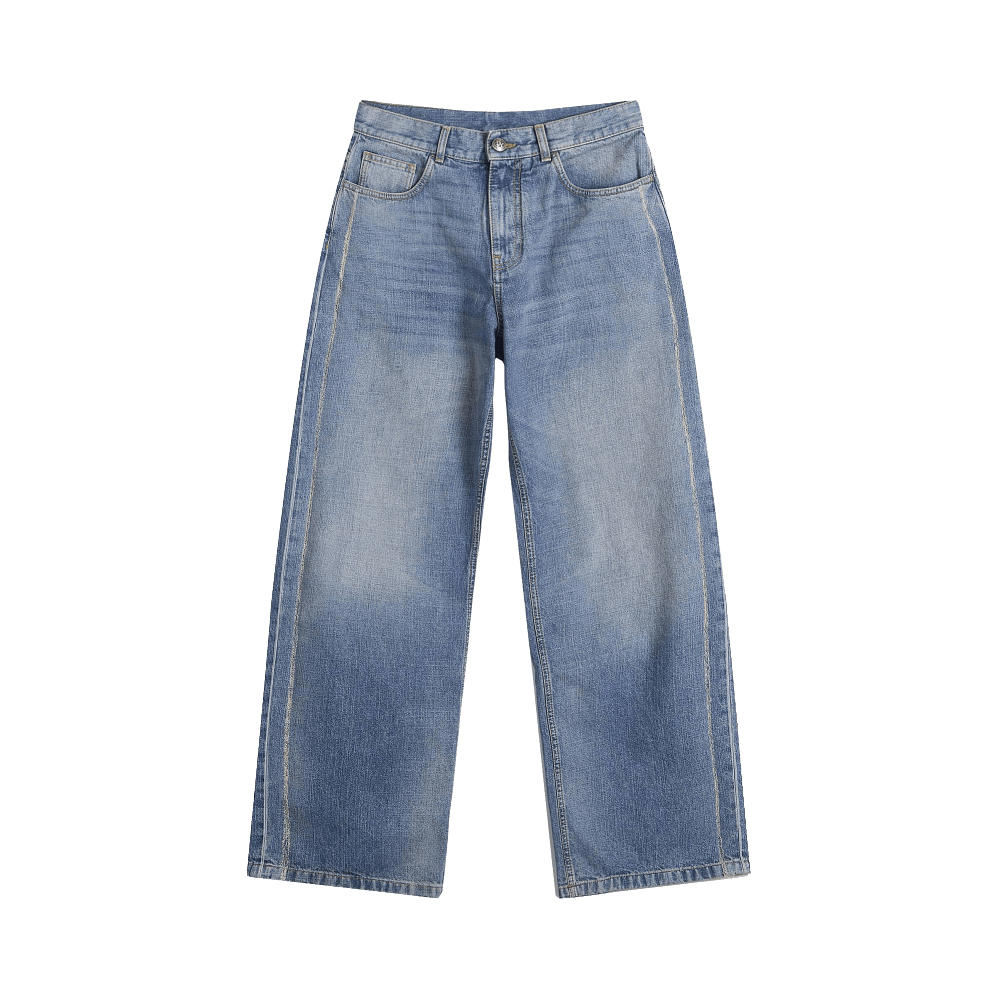 Palm Angels Curved Logo Loose Jeans 'Light Blue'