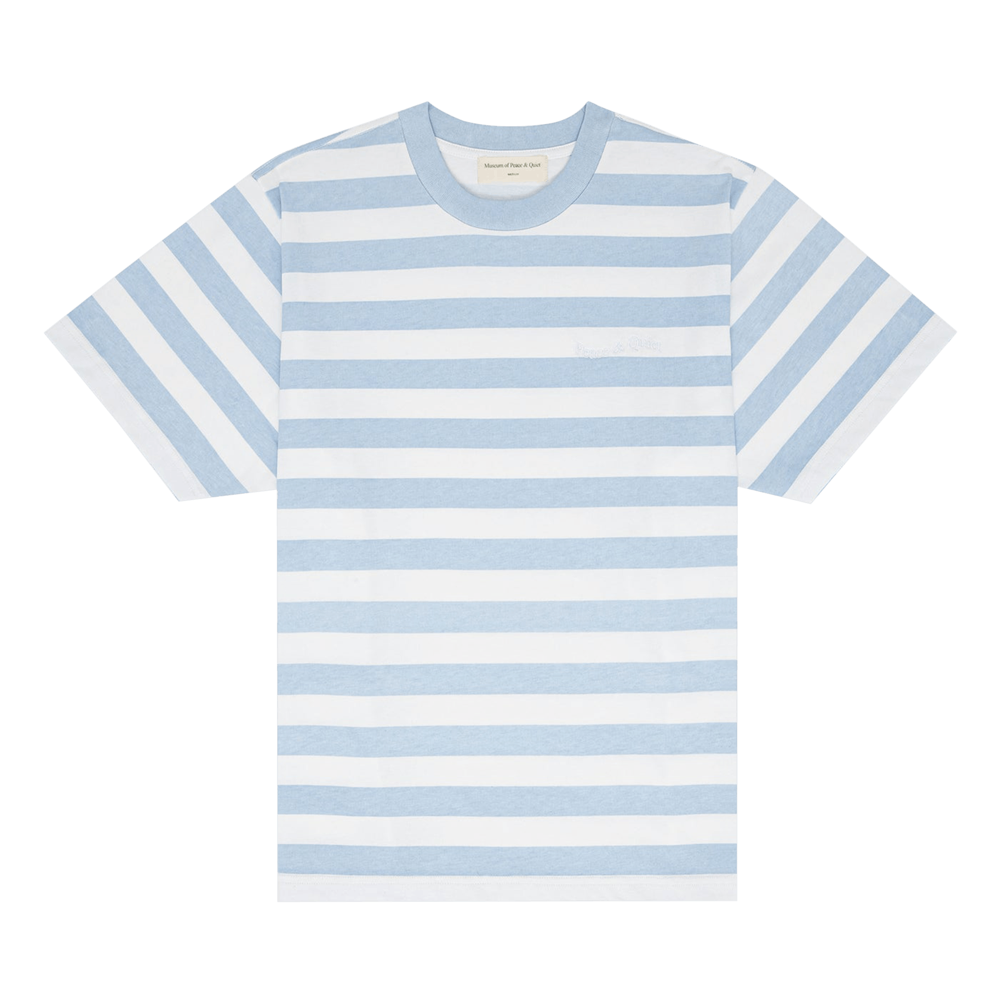 Museum of Peace & Quiet Wordmark Striped T-Shirt 'Baby Blue'