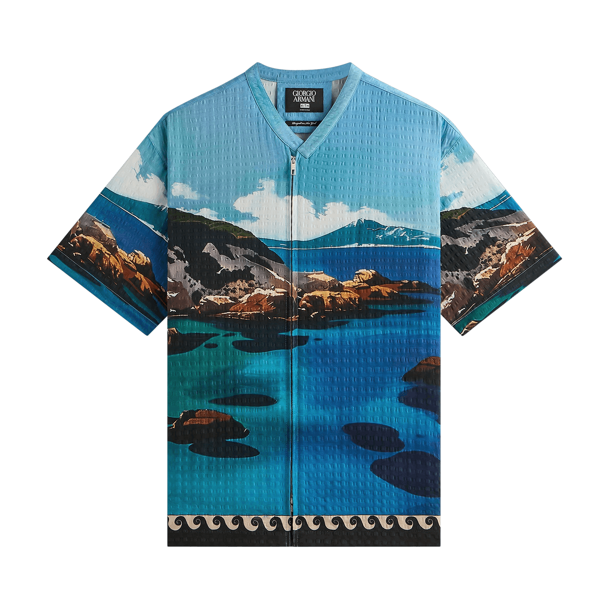 Kith x Giorgio Armani Sardinia Short Sleeve Zip Shirt 'Multi'