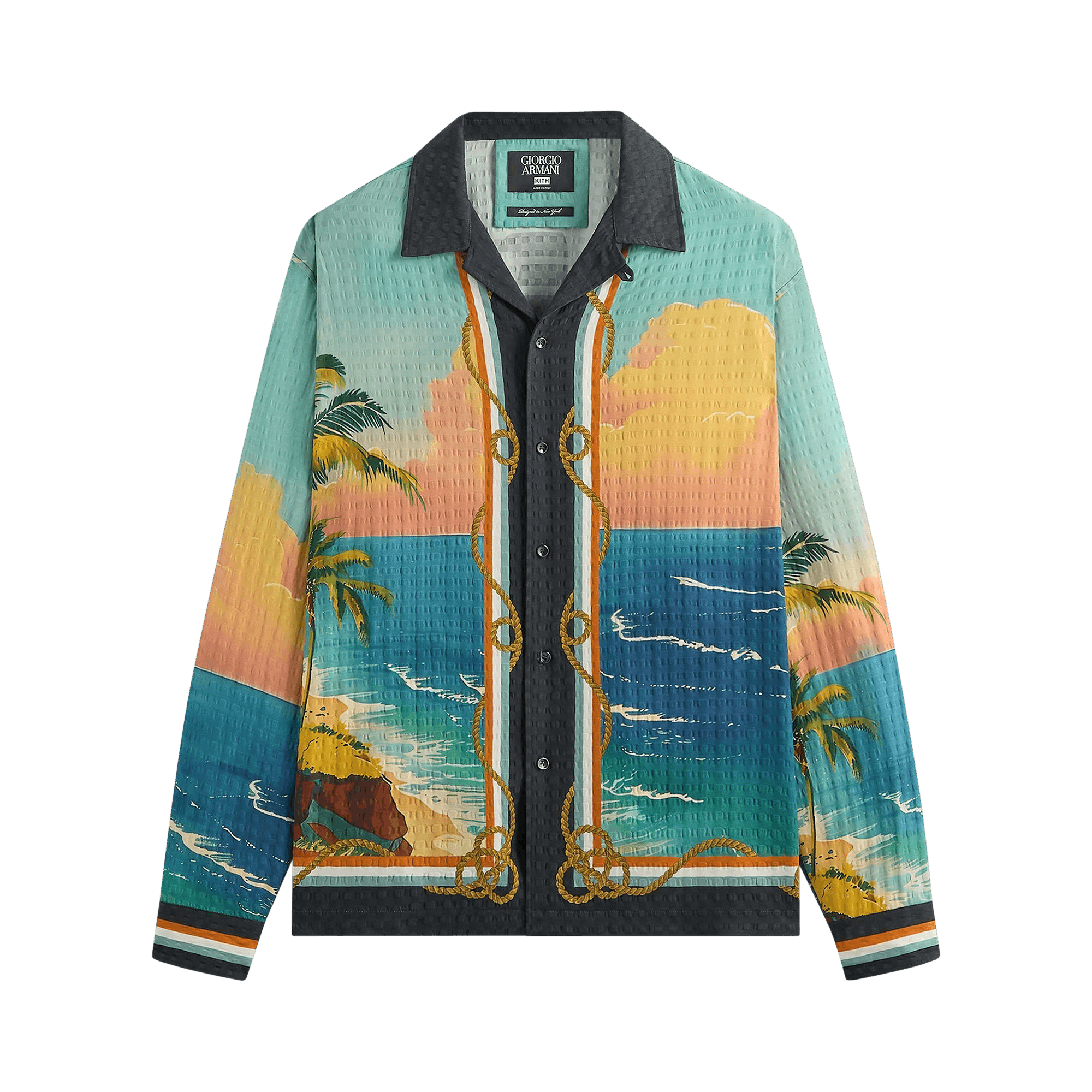 Kith x Giorgio Armani Ornamental Print Long Sleeve Thompson Camp Collar Shirt 'Multi'
