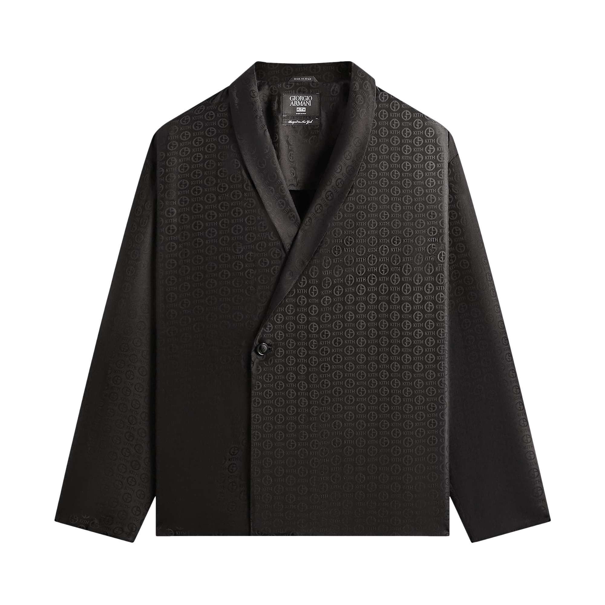 Kith x Giorgio Armani Monogram Long Sleeve Thompson Crossover Shirt 'Black'