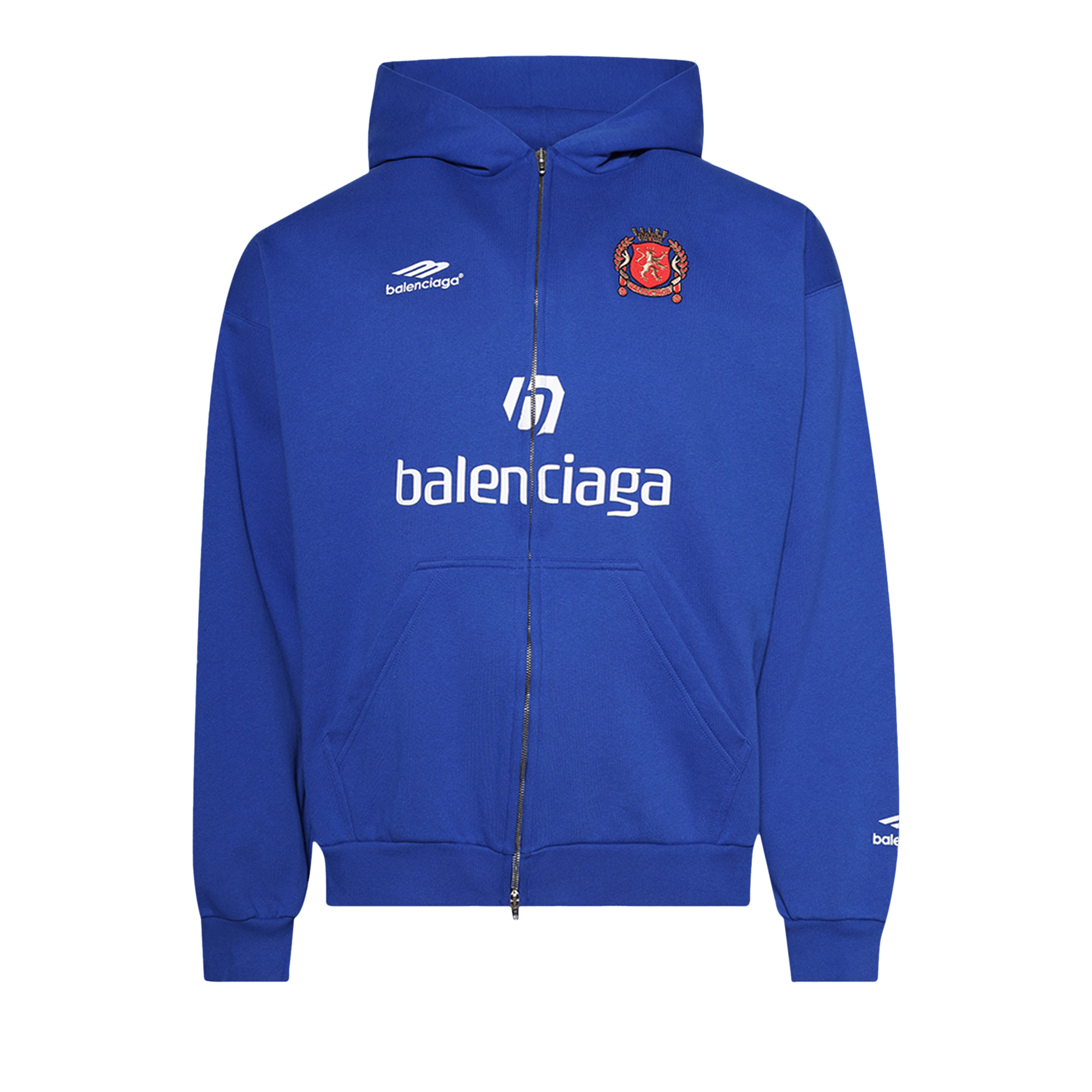 Balenciaga Logo Zip-Up Hoodie 'Blue'