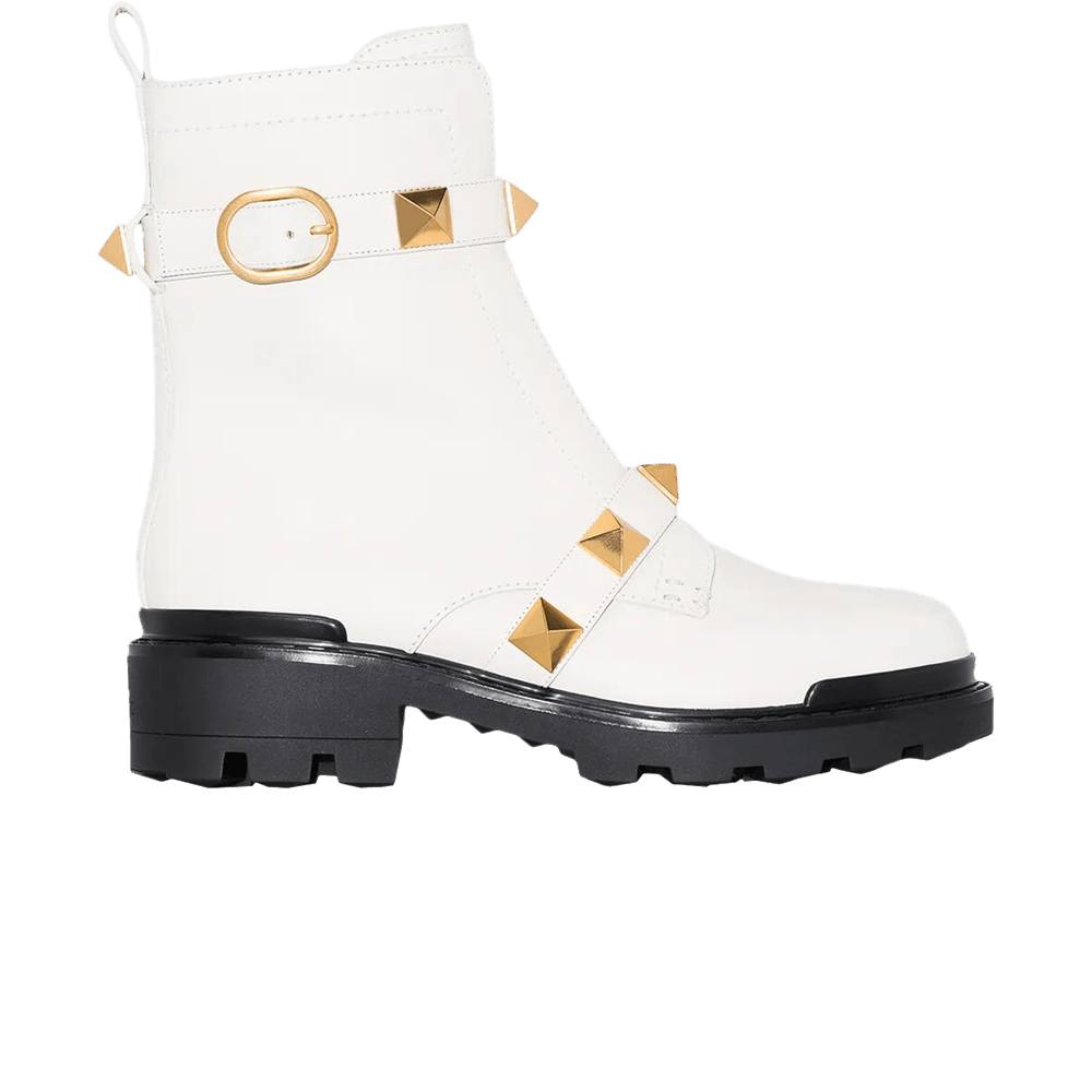 Valentino Wmns Roman Stud Biker Boot 'White'