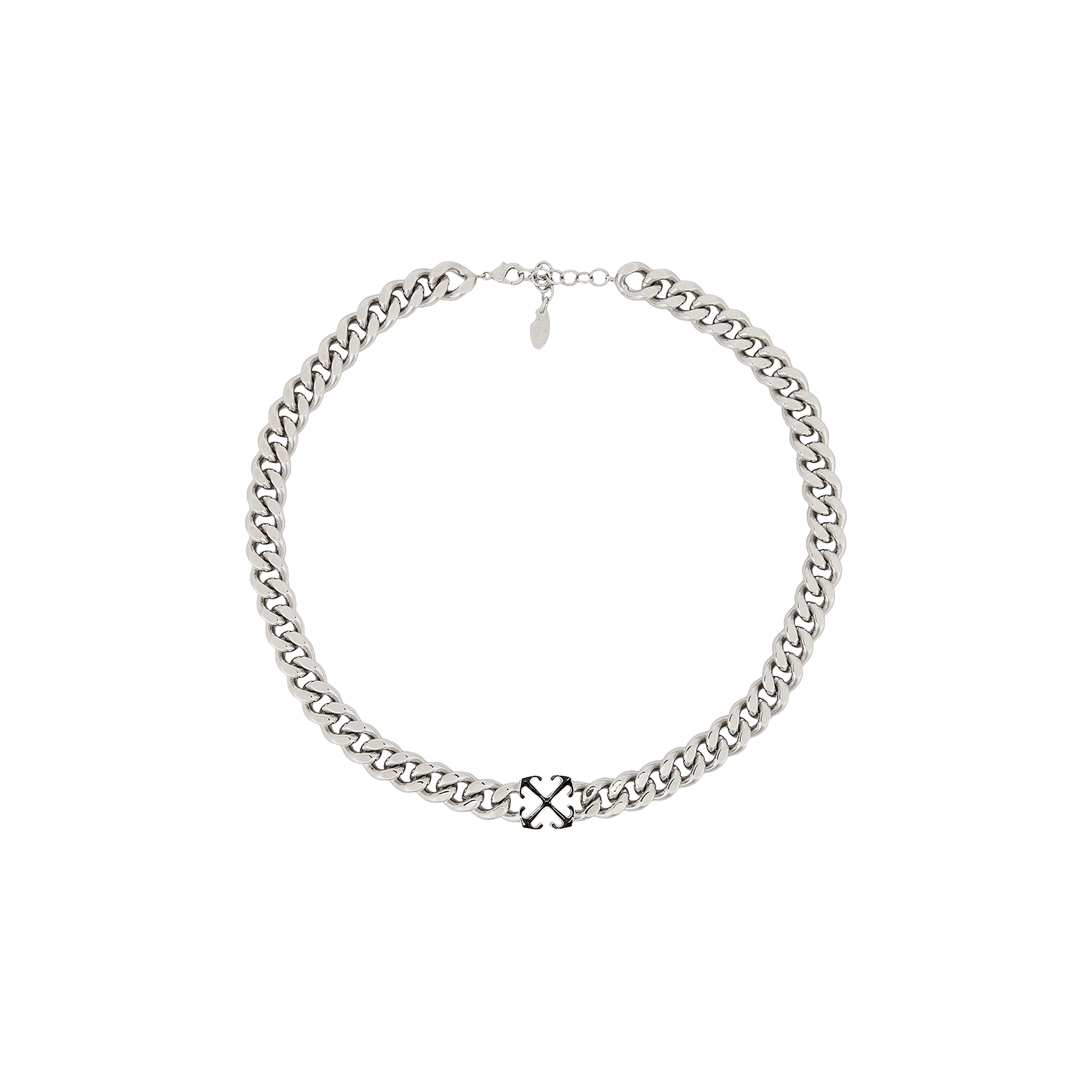 Off-White Enamel Arrow Necklace 'Silver/Black'