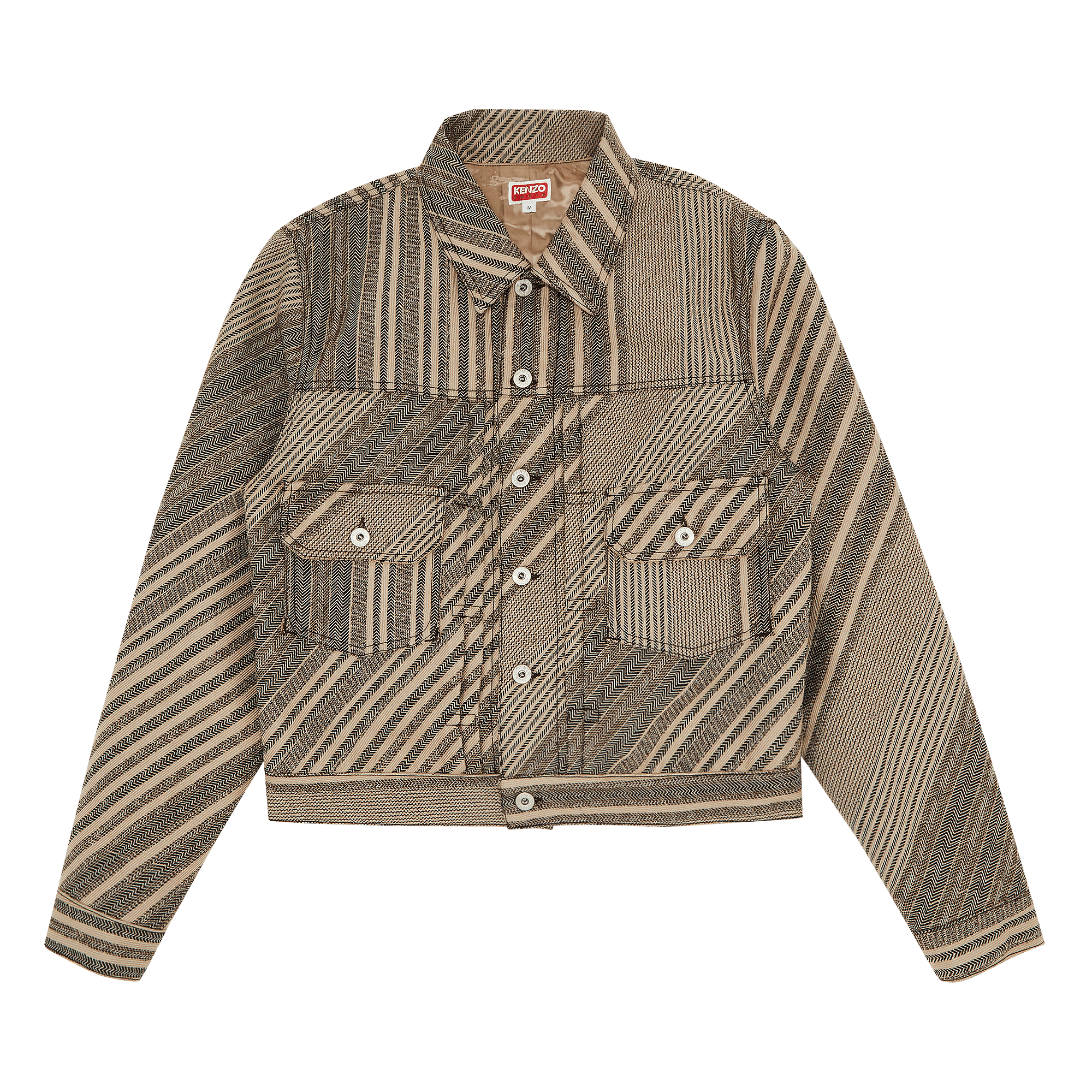 Kenzo Diagonal Stripe Slim Pleated Trucker Jacket 'Beige'