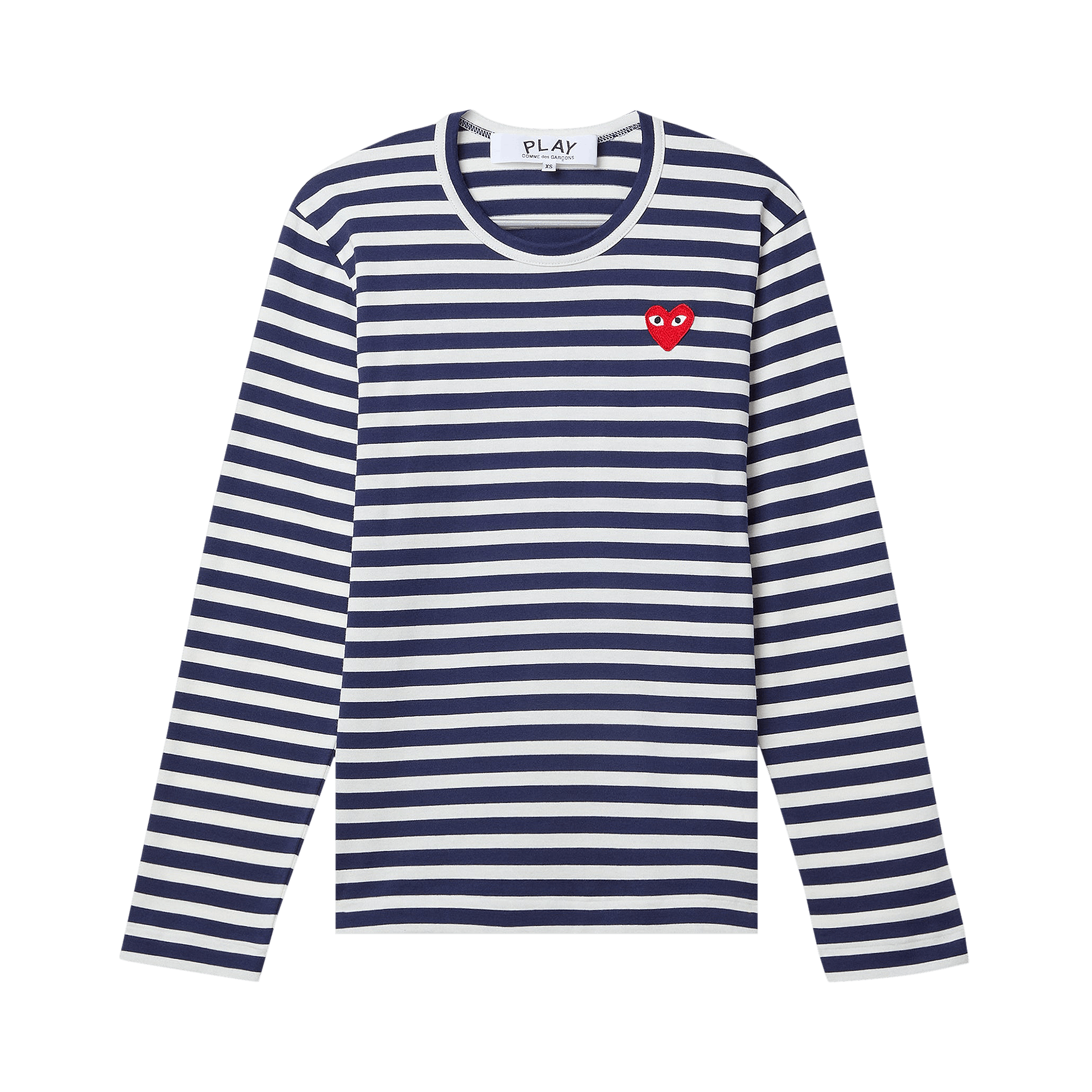 Comme des Garçons PLAY Heart Emblem Stipe T-Shirt 'Navy/White'