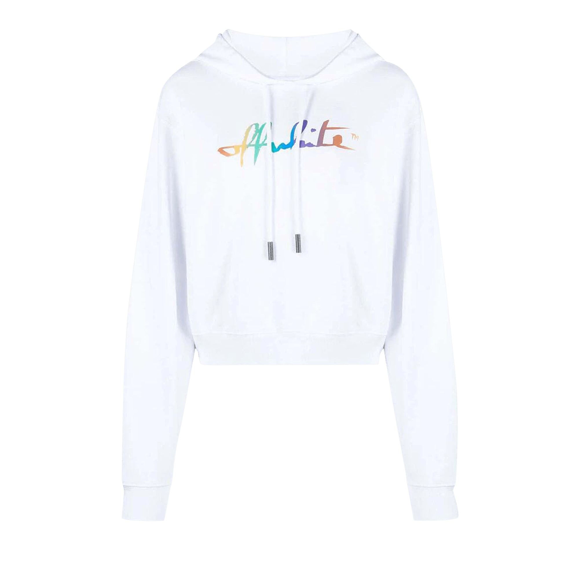 Off-White Rainbow Crop Hoodie 'White/Multicolor'