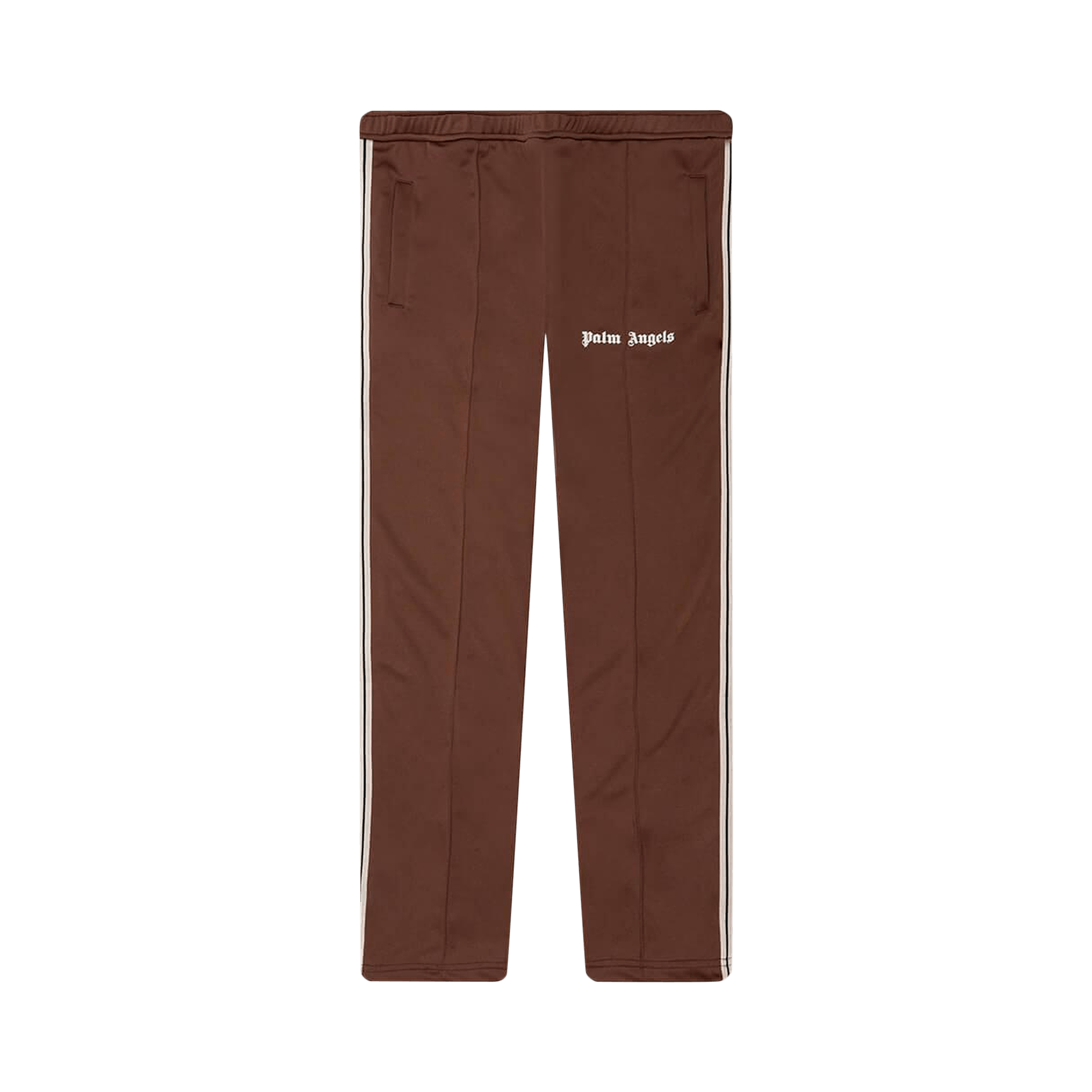 Palm Angels Thin Waist Slim Track Pants 'Brown/Off White'