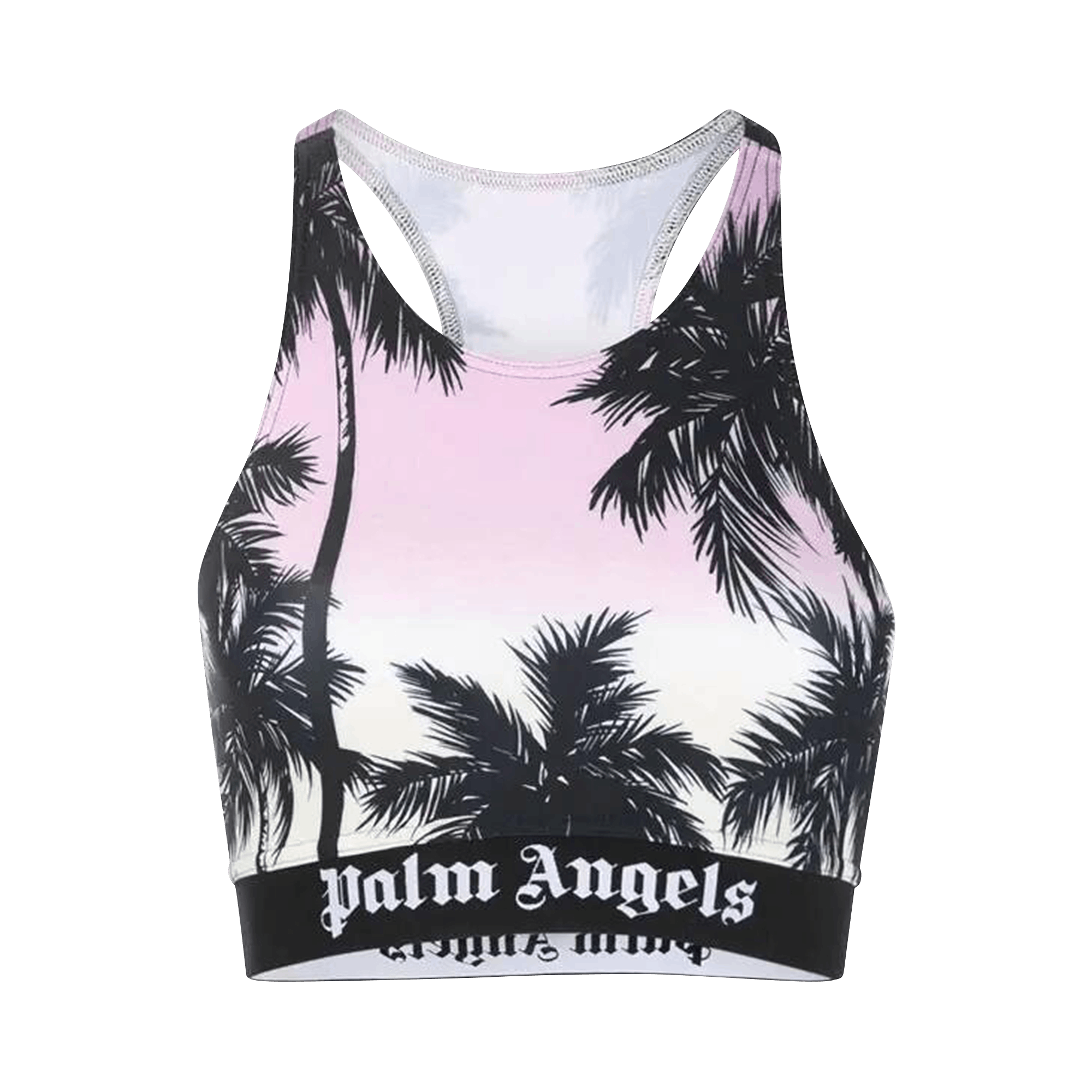 Palm Angels Palm Tree Print Crop Top 'Pink'