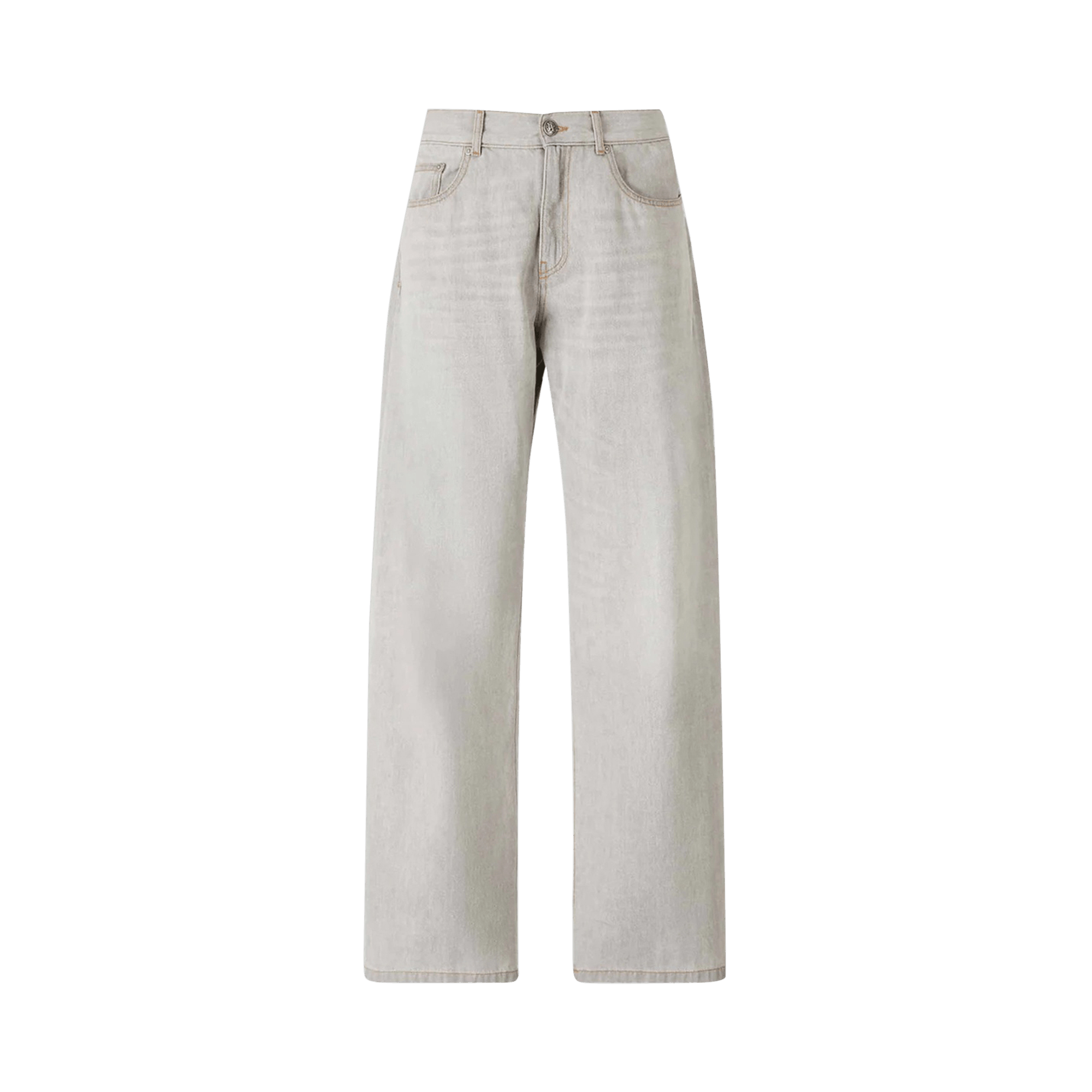Palm Angels Curved Logo Loose Denim Pants 'Light Grey'