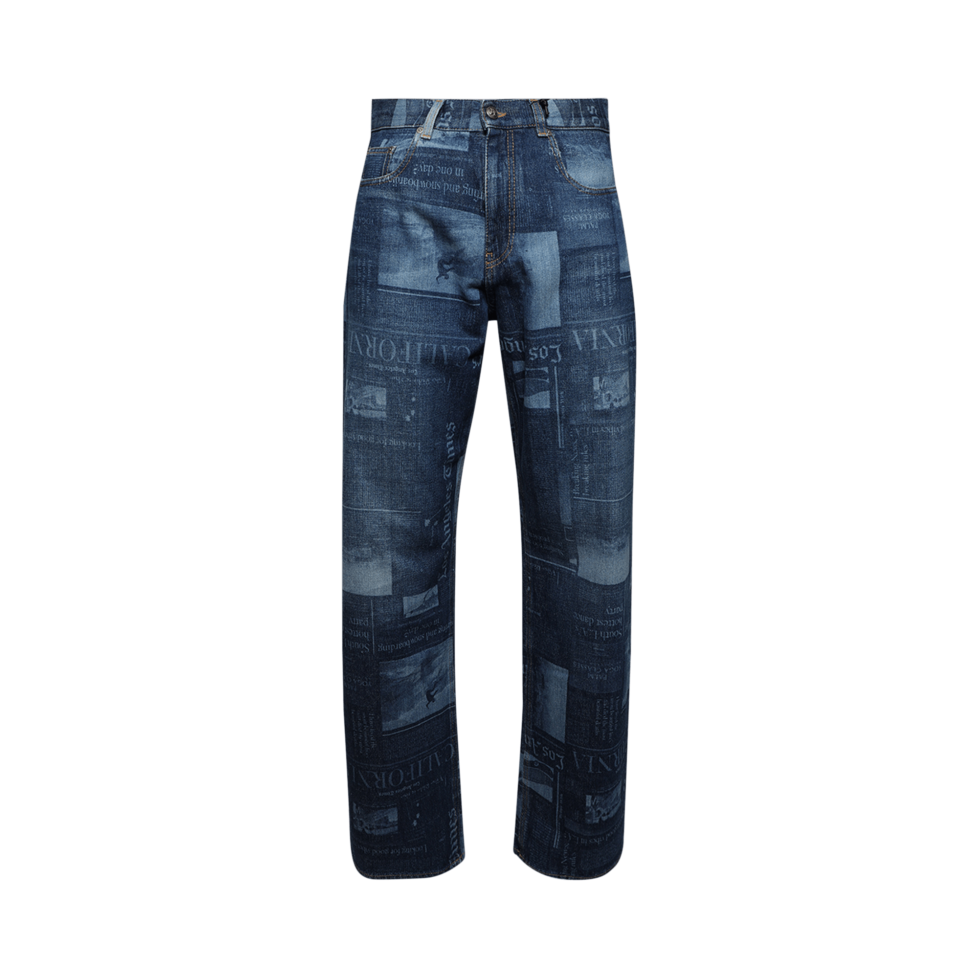 Palm Angels Patterned Wide Leg Jeans 'Medium Blue'