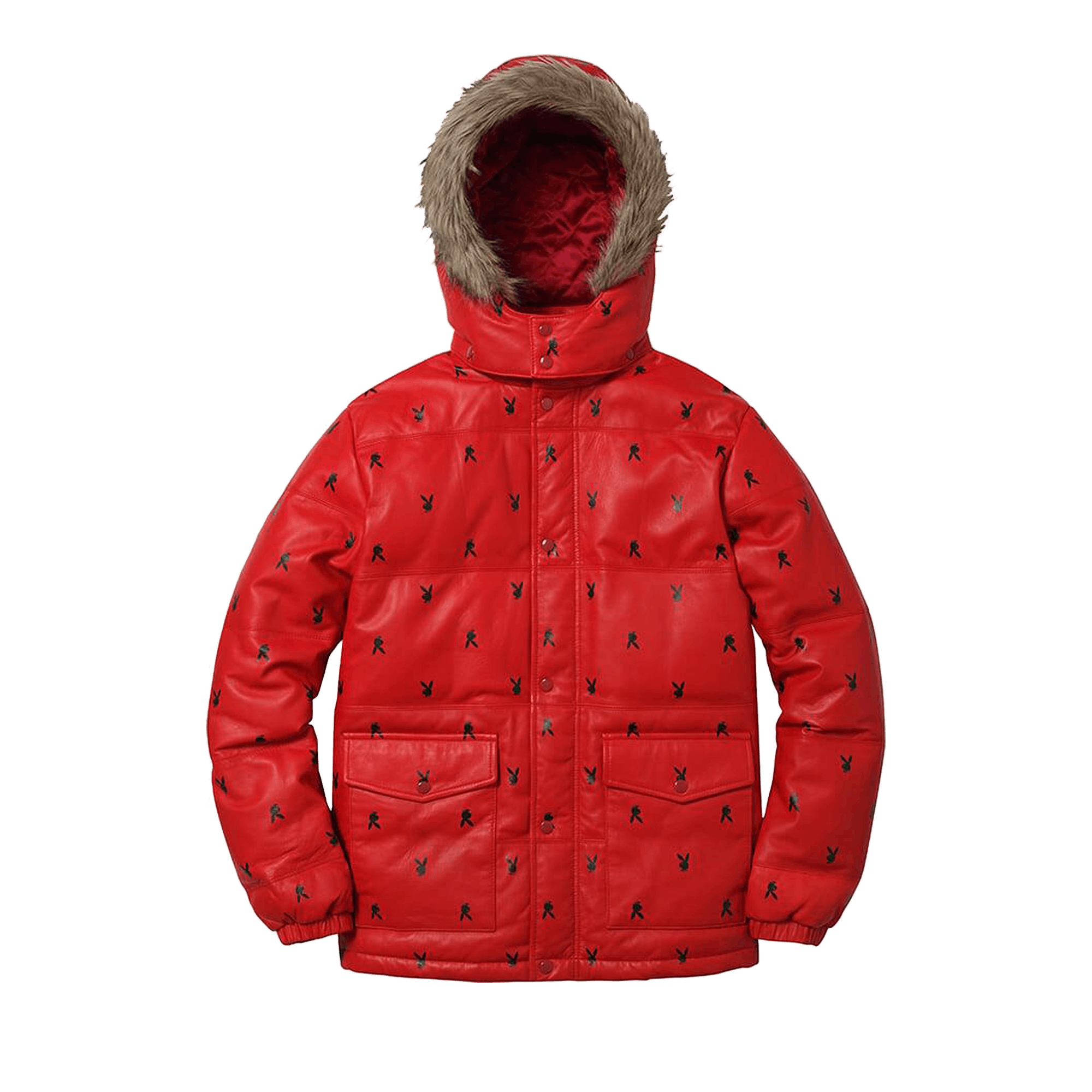 Supreme x Playboy Leather Puffy Jacket 'Red'