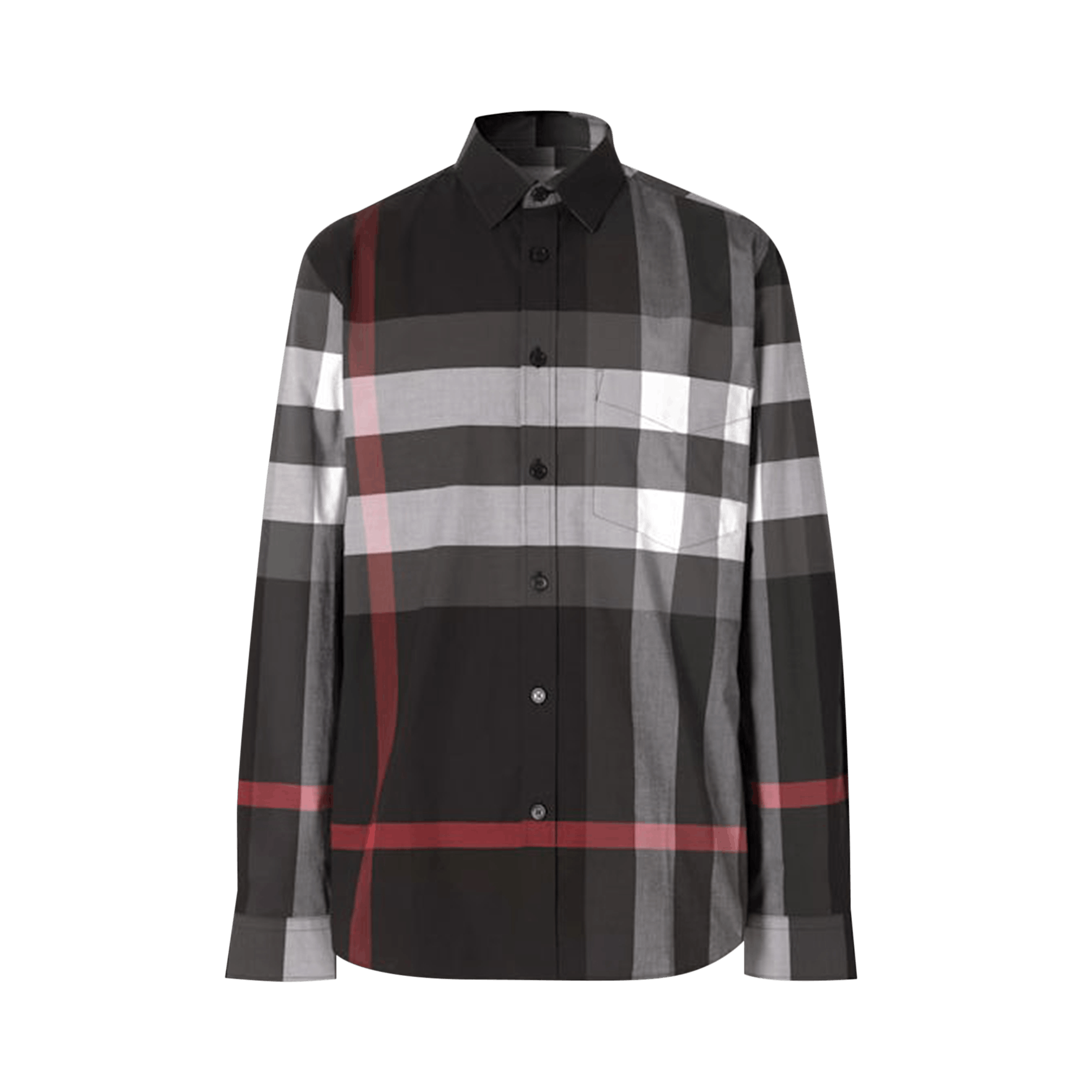 Burberry Check Stretch Cotton Poplin Shirt 'Charcoal'