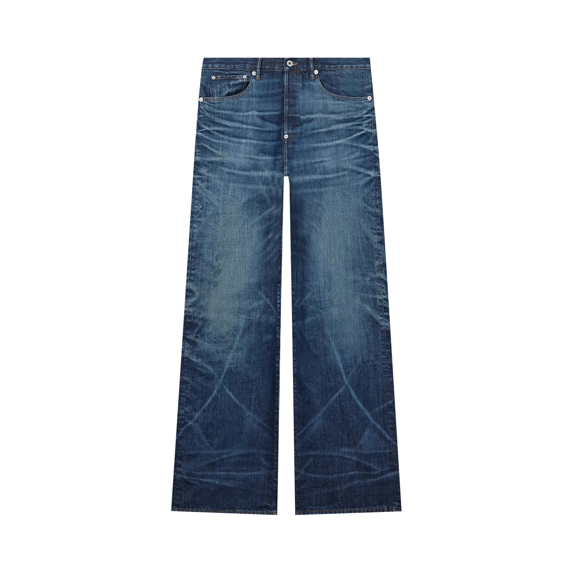 Kenzo Turn Up Wide Fit Jeans 'Stone Bleached Dirty Blue Denim'