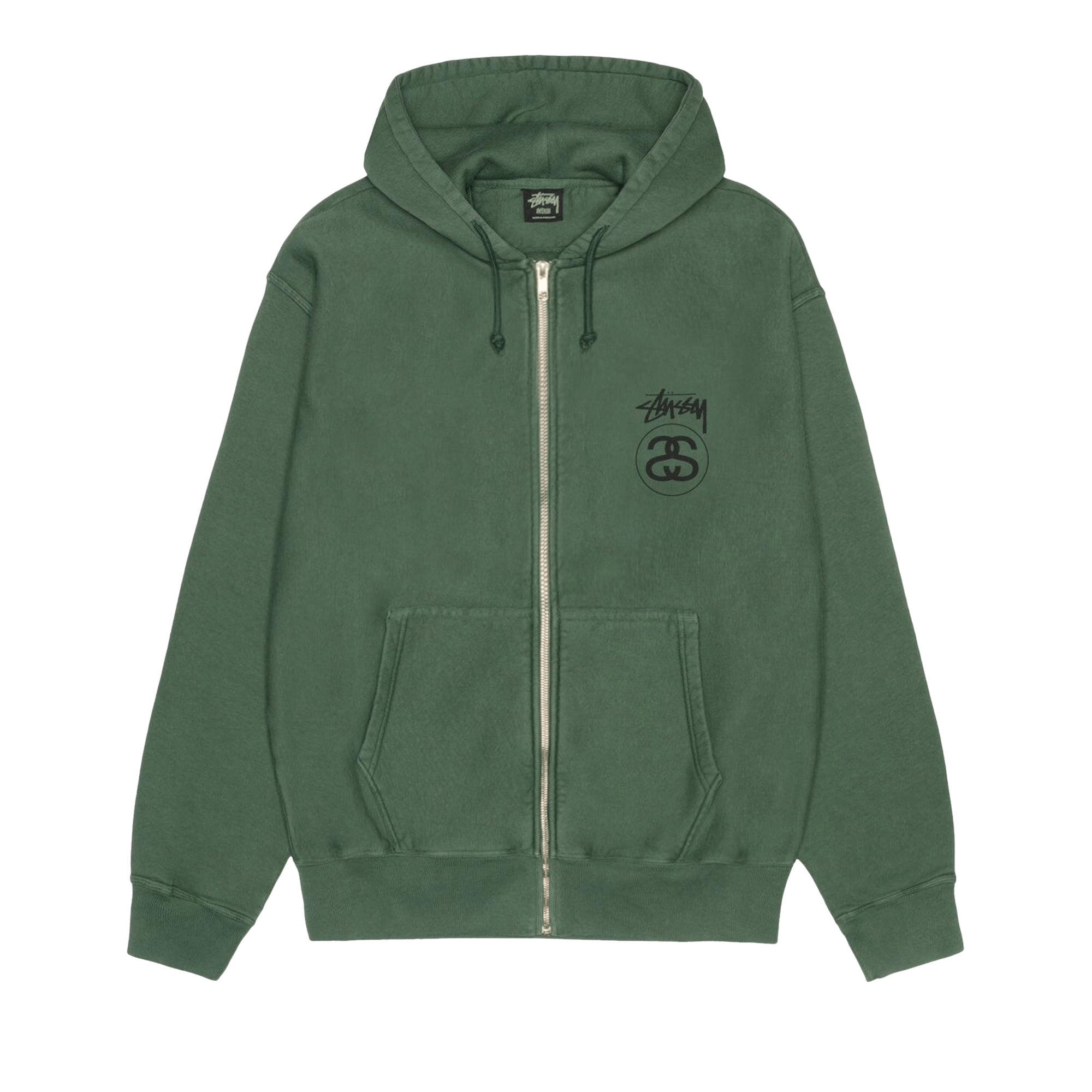 Stussy Stock Link Zip Hoodie Pigment Dyed 'Pine'
