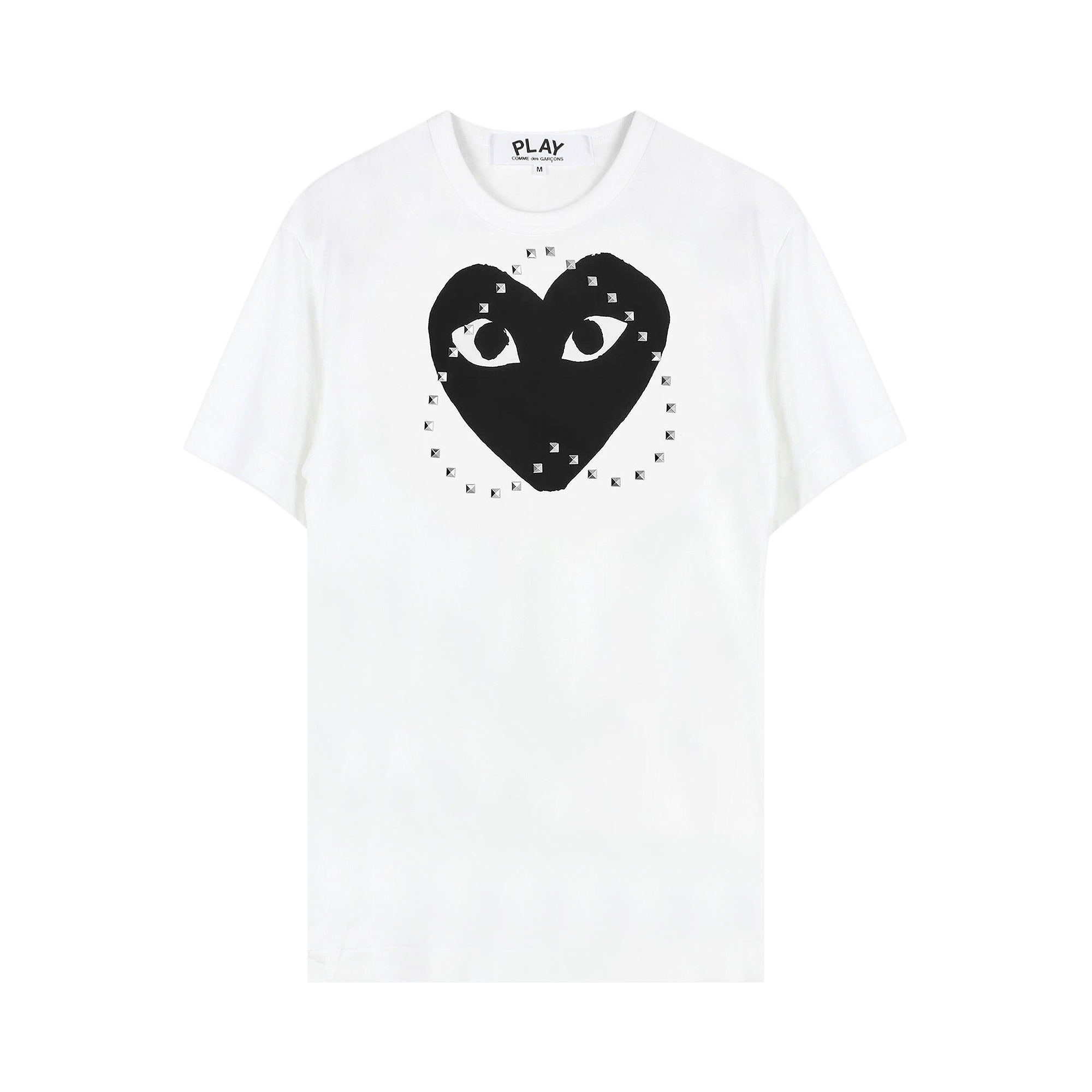 Comme des Garçons PLAY Logo Heart Print Studded Tee 'White'