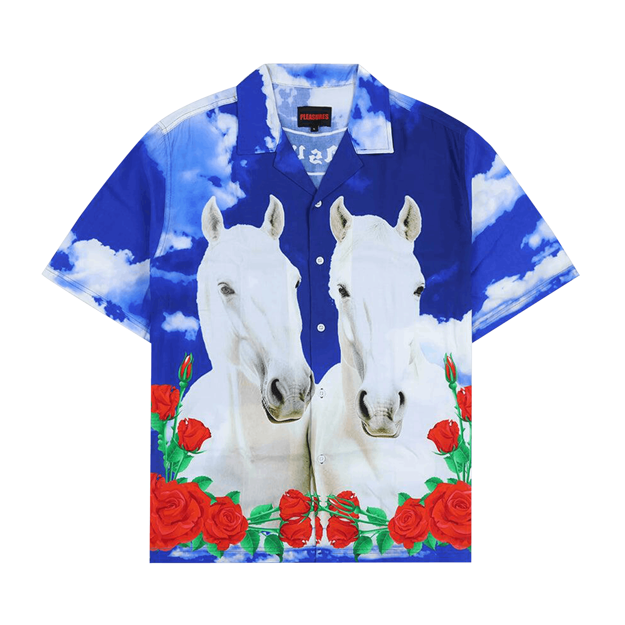 Pleasures White Horse Camp Shirt 'Blue'