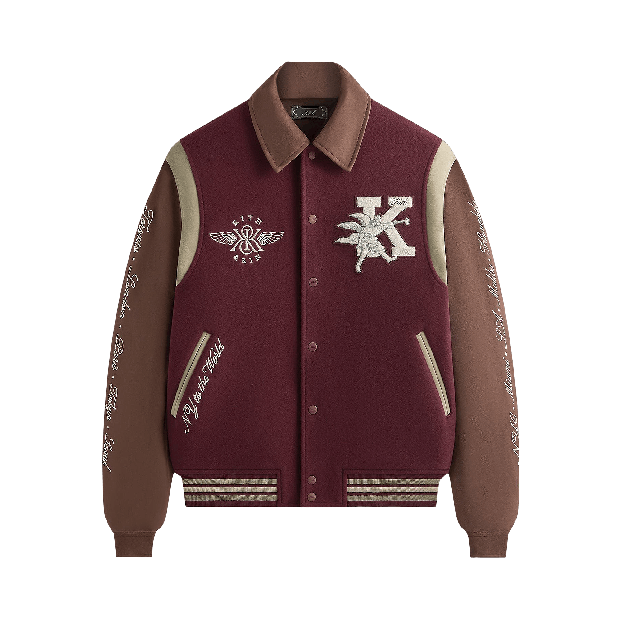 Kith Wool & Microsuede Varsity Jacket 'Magma'