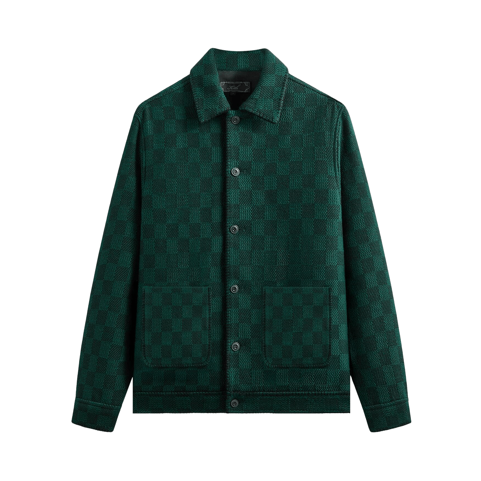 Kith Check Boucle Boxy Collared Overshirt 'Ivy Green'