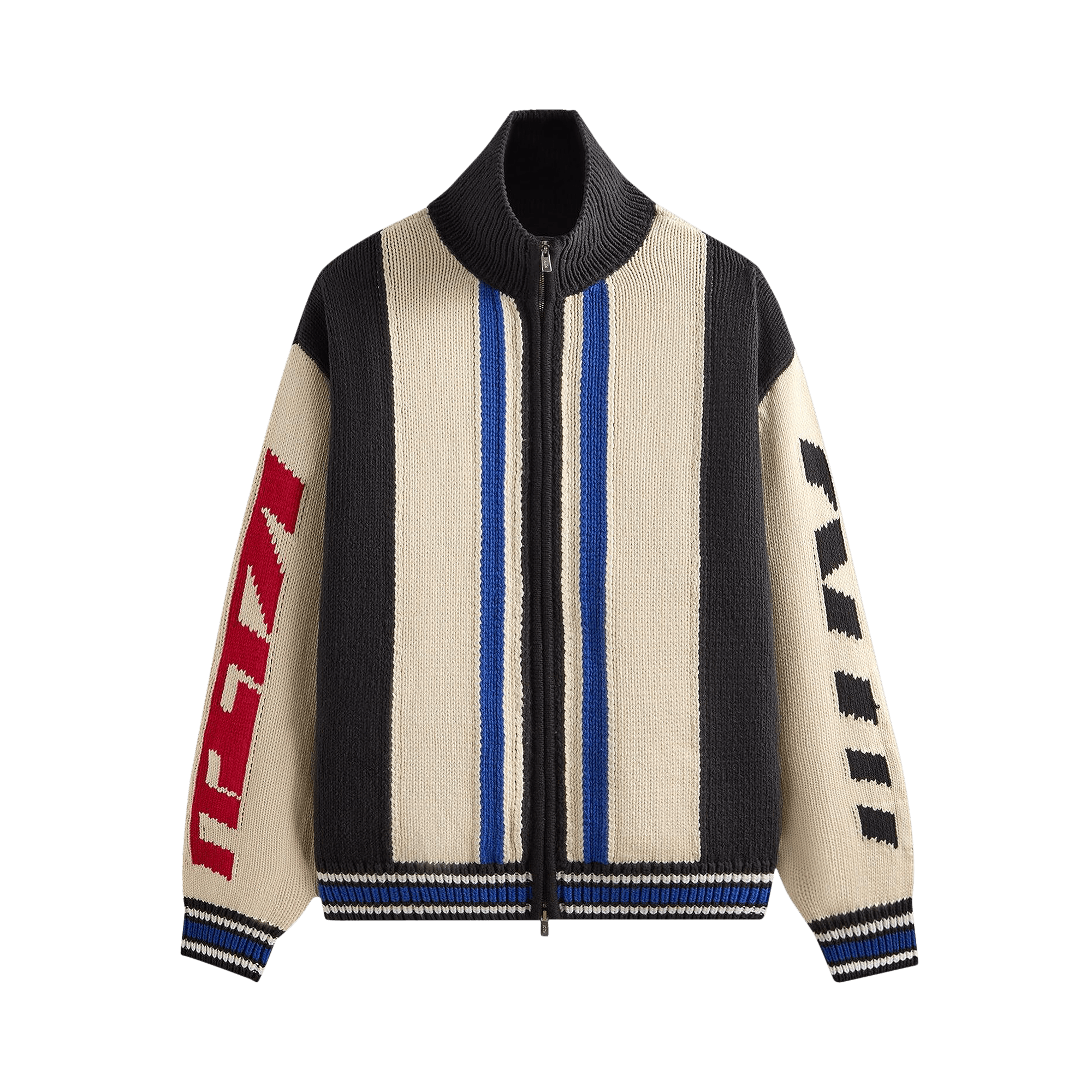 Kith Color-Blocked Moto Full Zip Wyona Sweater 'Sandrift'
