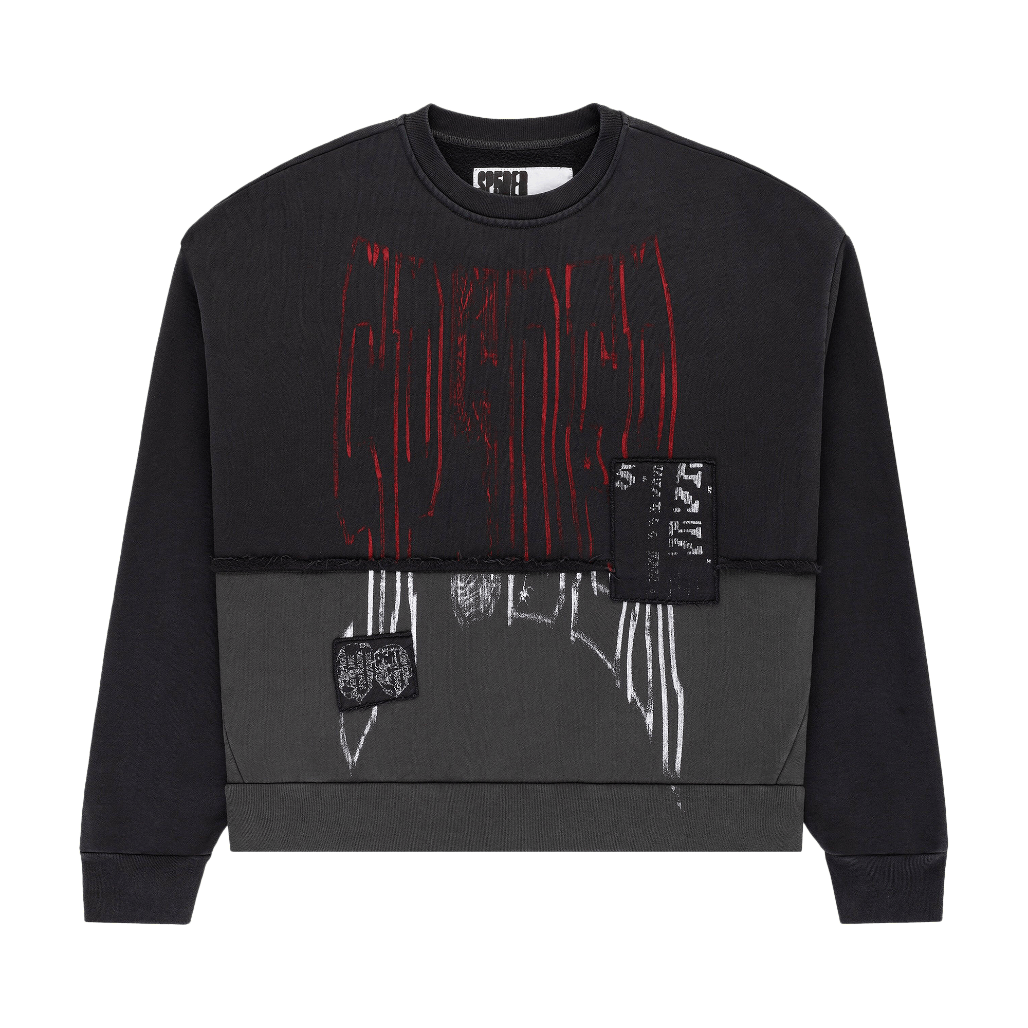 Sp5der Diffused Collegiate Crewneck 'Black'