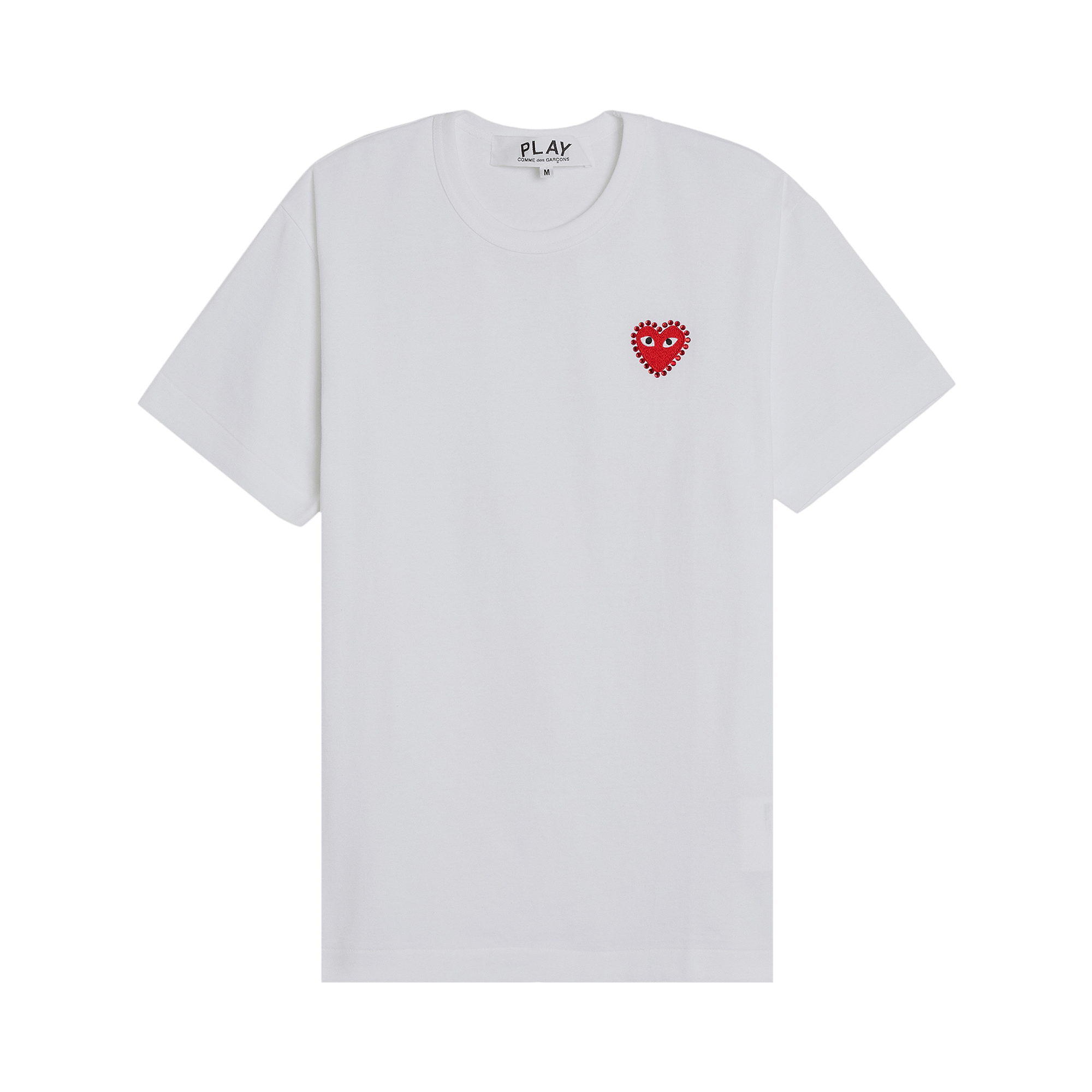 Comme des Garçons PLAY Emblem Rhinestone Heart T-Shirt 'White/Red'