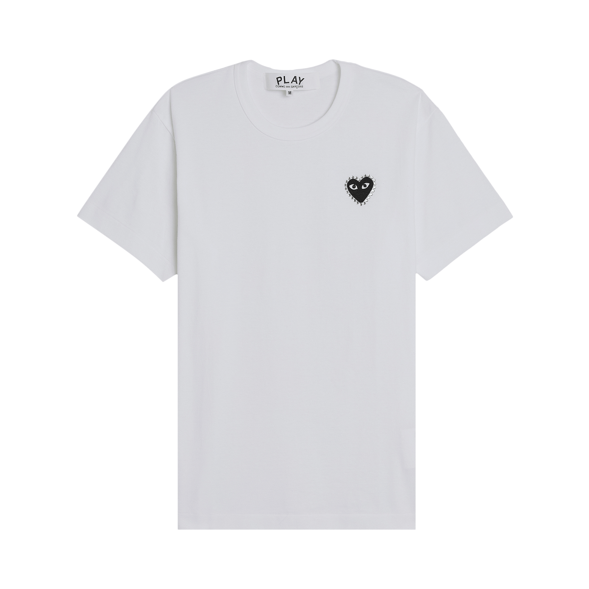 Comme des Garçons PLAY Emblem Rhinestone Heart T-Shirt 'White/Black'