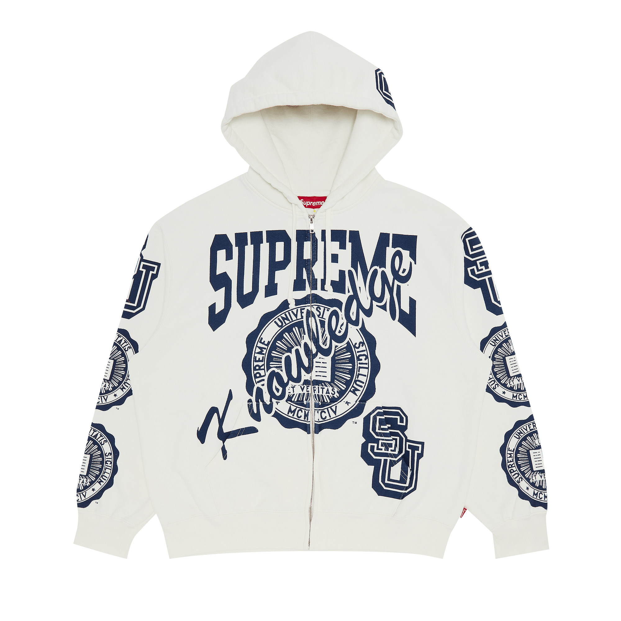 Supreme Knowledge Reigns Zip Up Hooded Sweatshirt 'White'