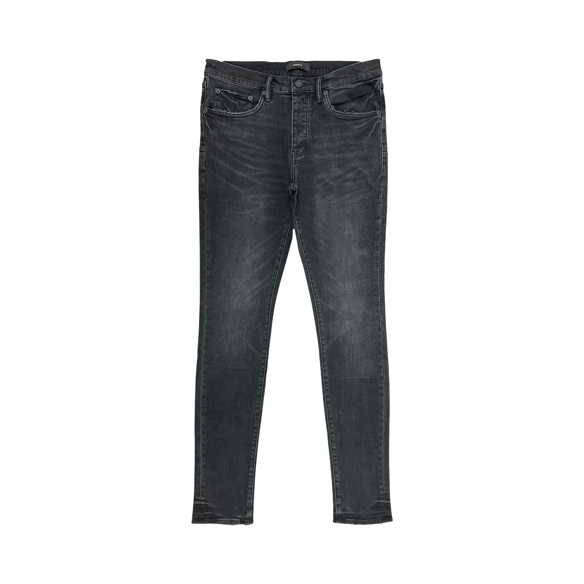 PURPLE BRAND Hotfix Logo Denim 'Black'