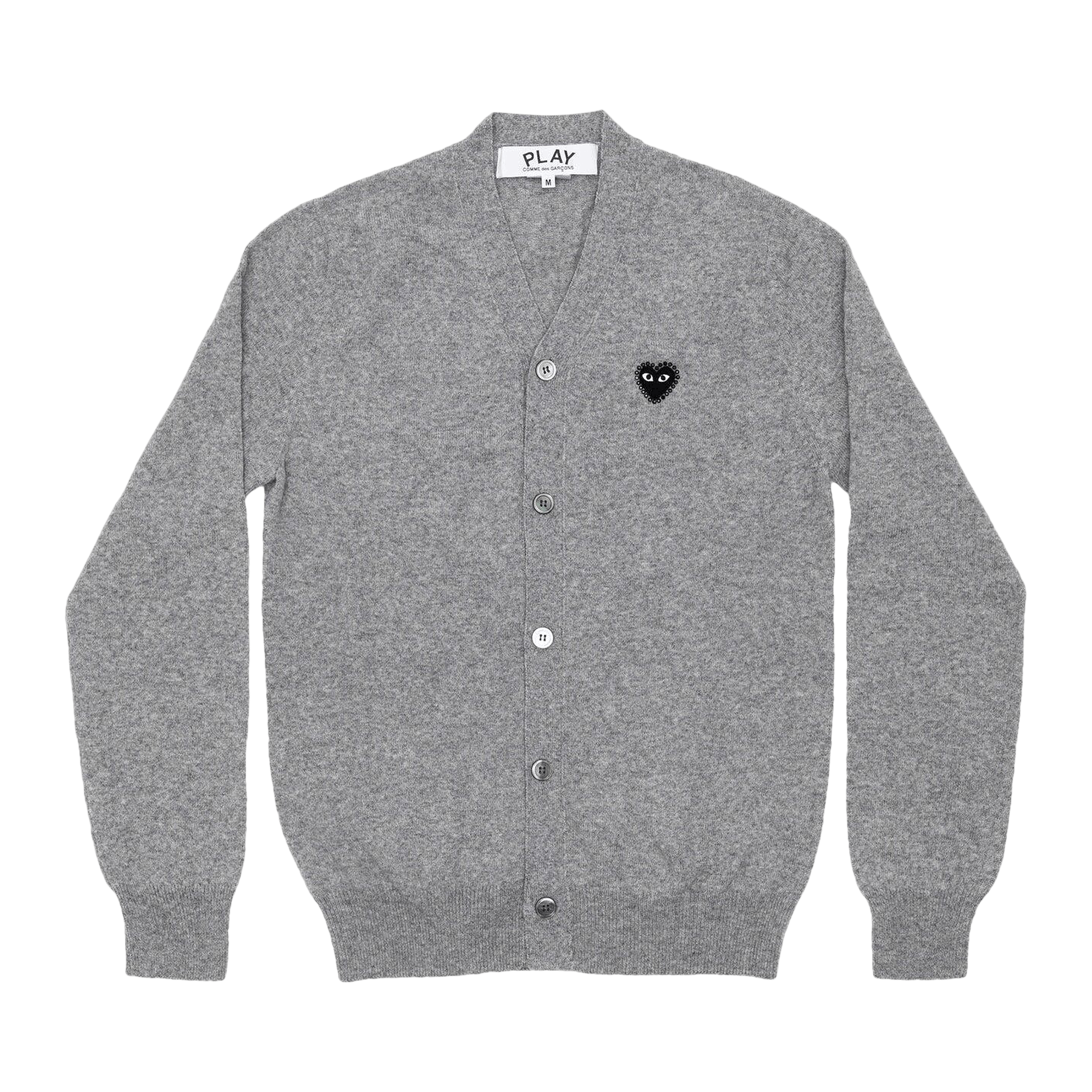 Comme des Garçons PLAY Rhinestone Heart V-Neck Cardigan 'Light Grey'