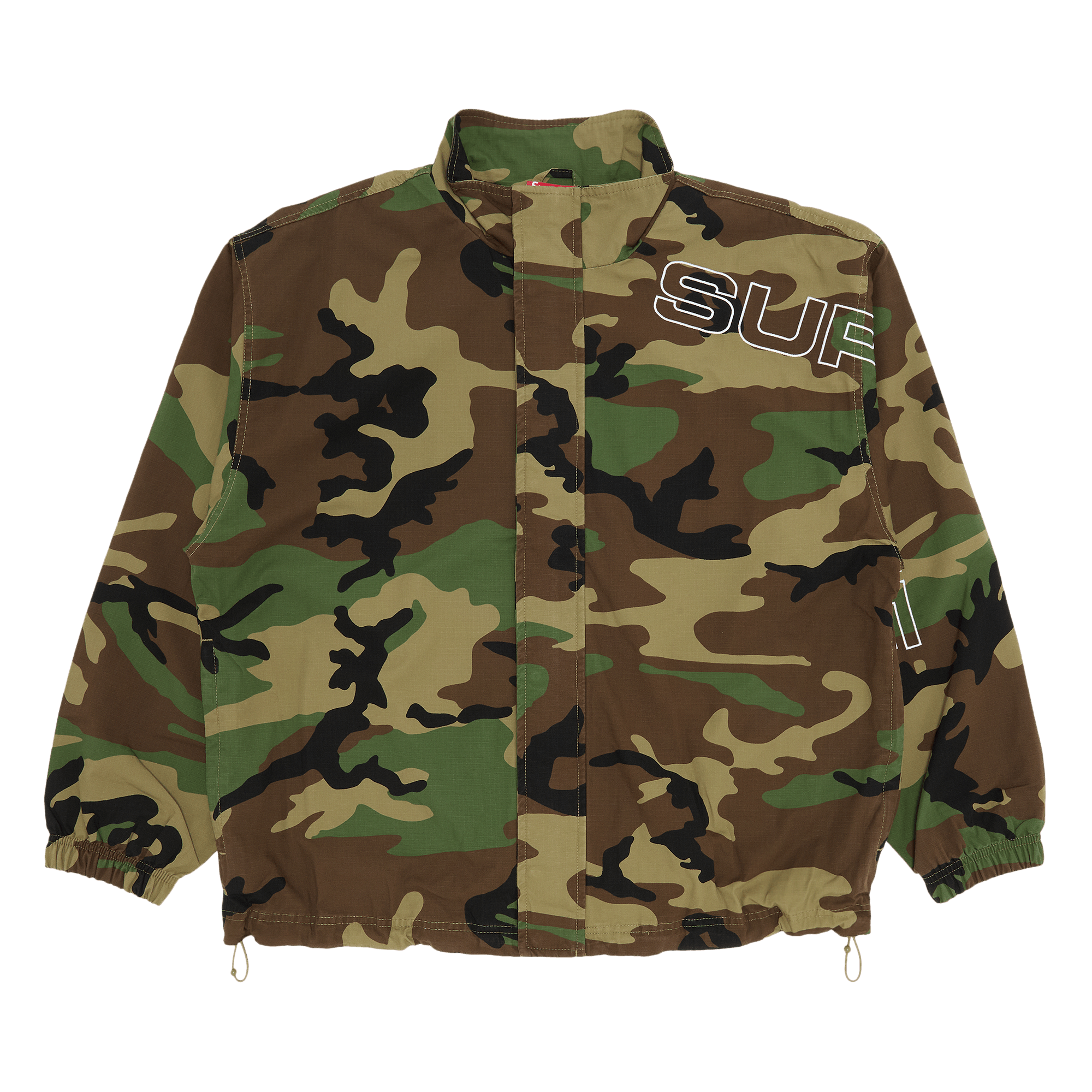 Supreme Spellout Embroidered Ripstop Track Jacket 'Woodland Camo'