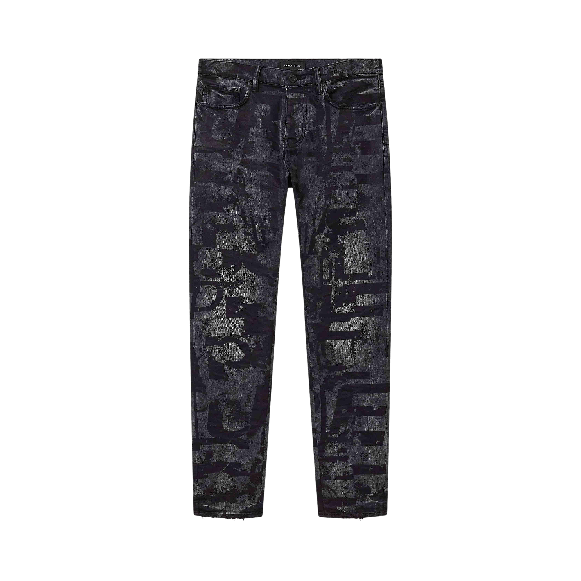 PURPLE BRAND Skinny Grunge Print Jean 'Washed Black'