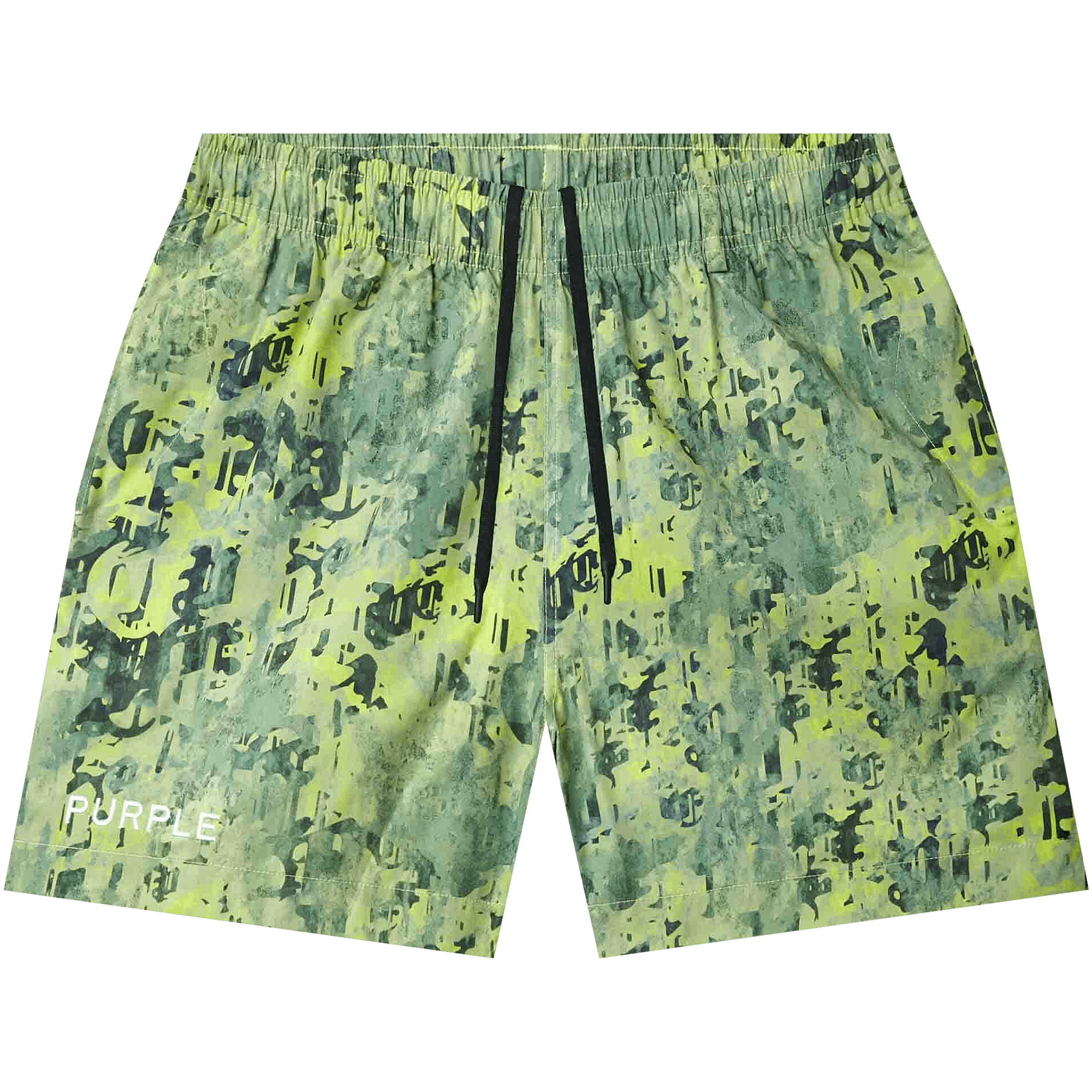 PURPLE BRAND Worn Gothic Camo Swim Shorts 'Green'
