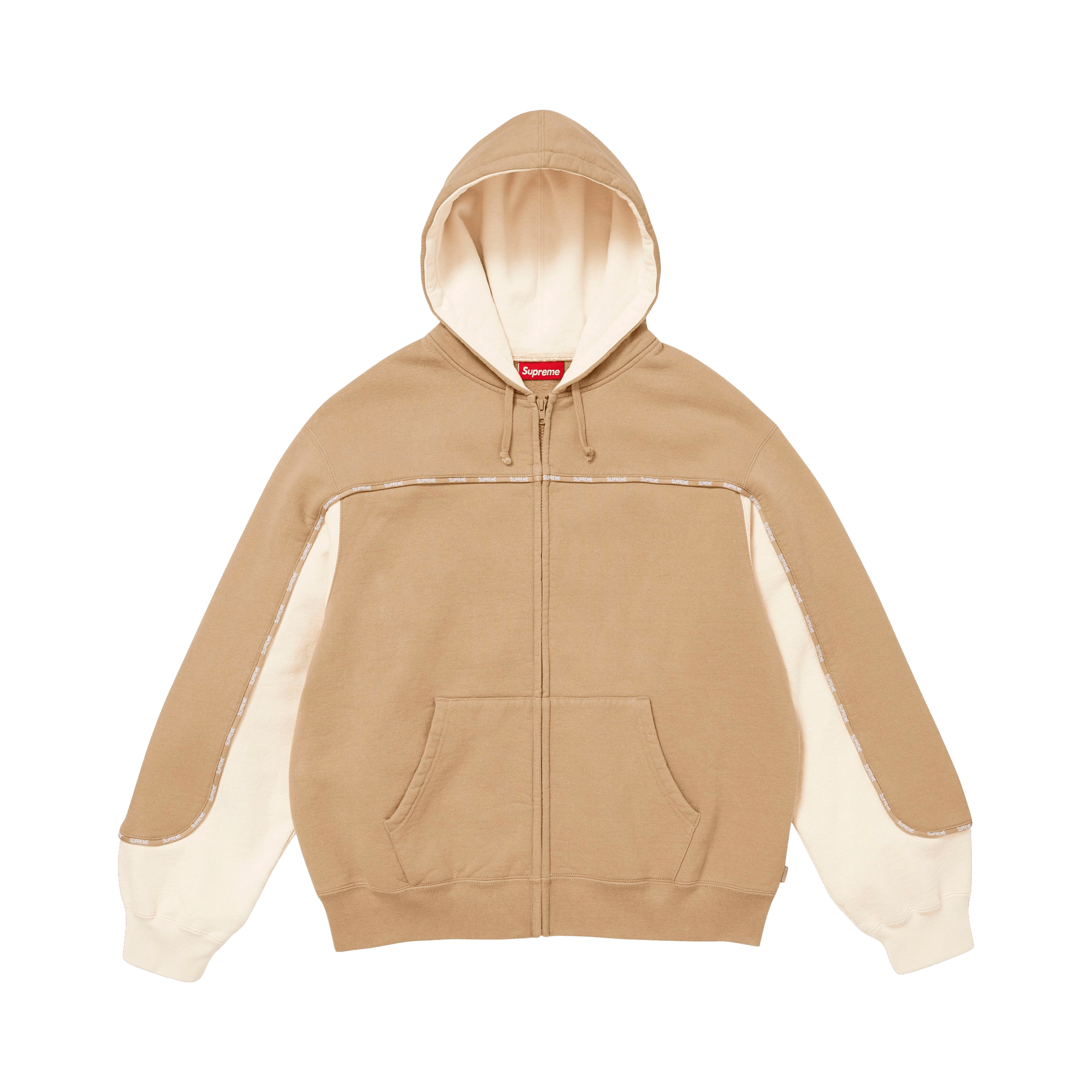 Supreme Piping Zip Up Hooded Sweatshirt 'Dark Tan'