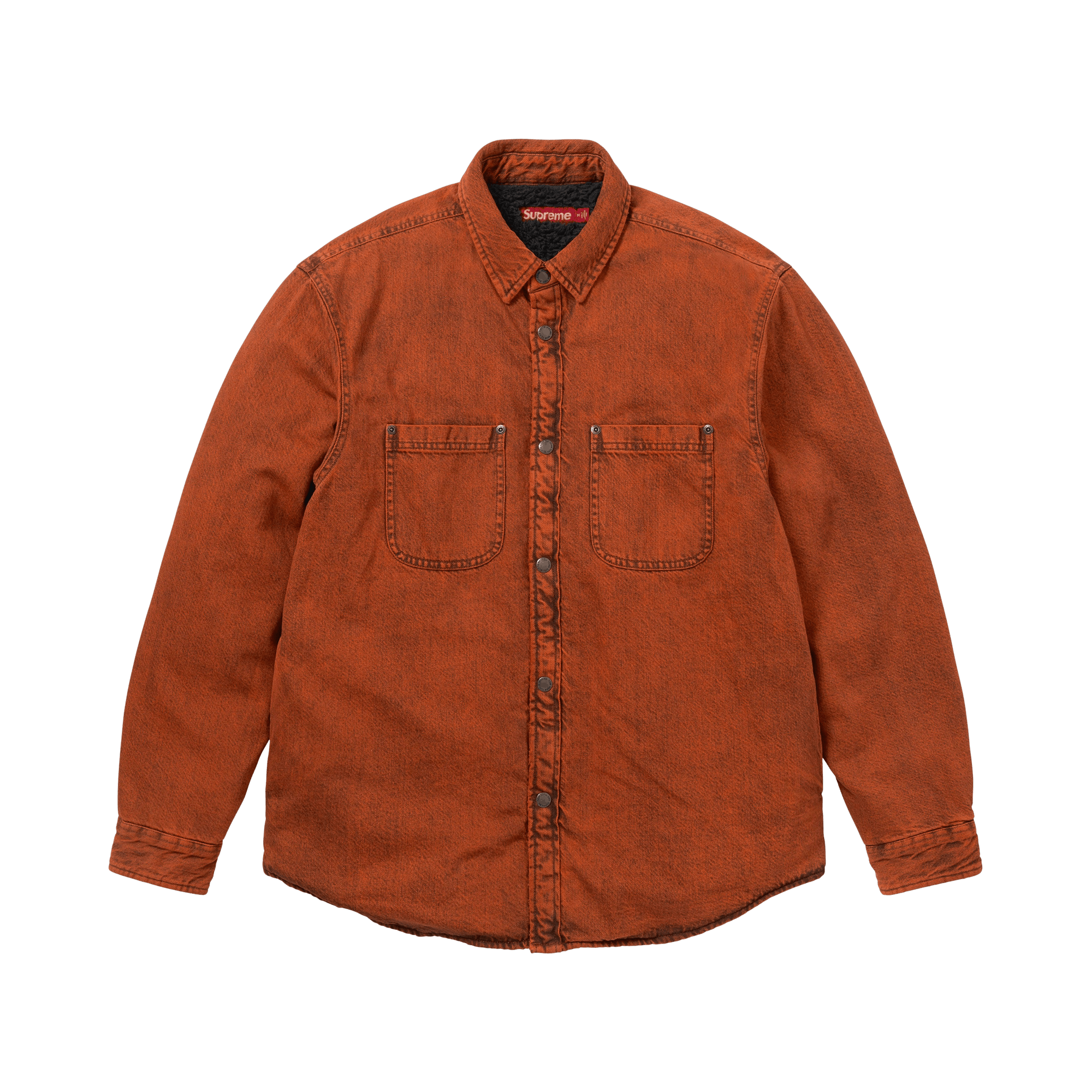 Supreme Shearling Lined Denim Work Shirt 'Overdyed Orange'
