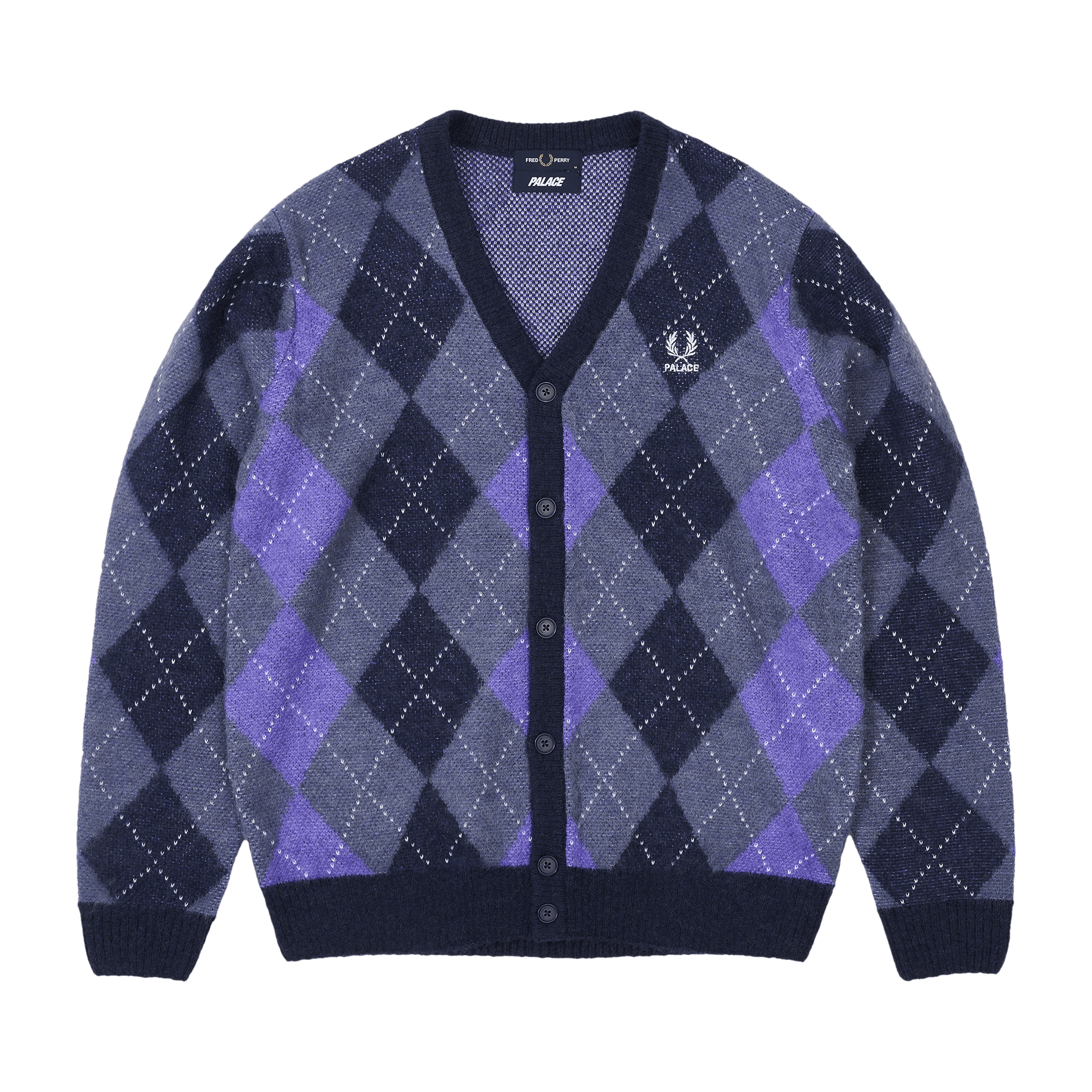 Palace x Fred Perry Argyle Cardigan 'Peacoat'