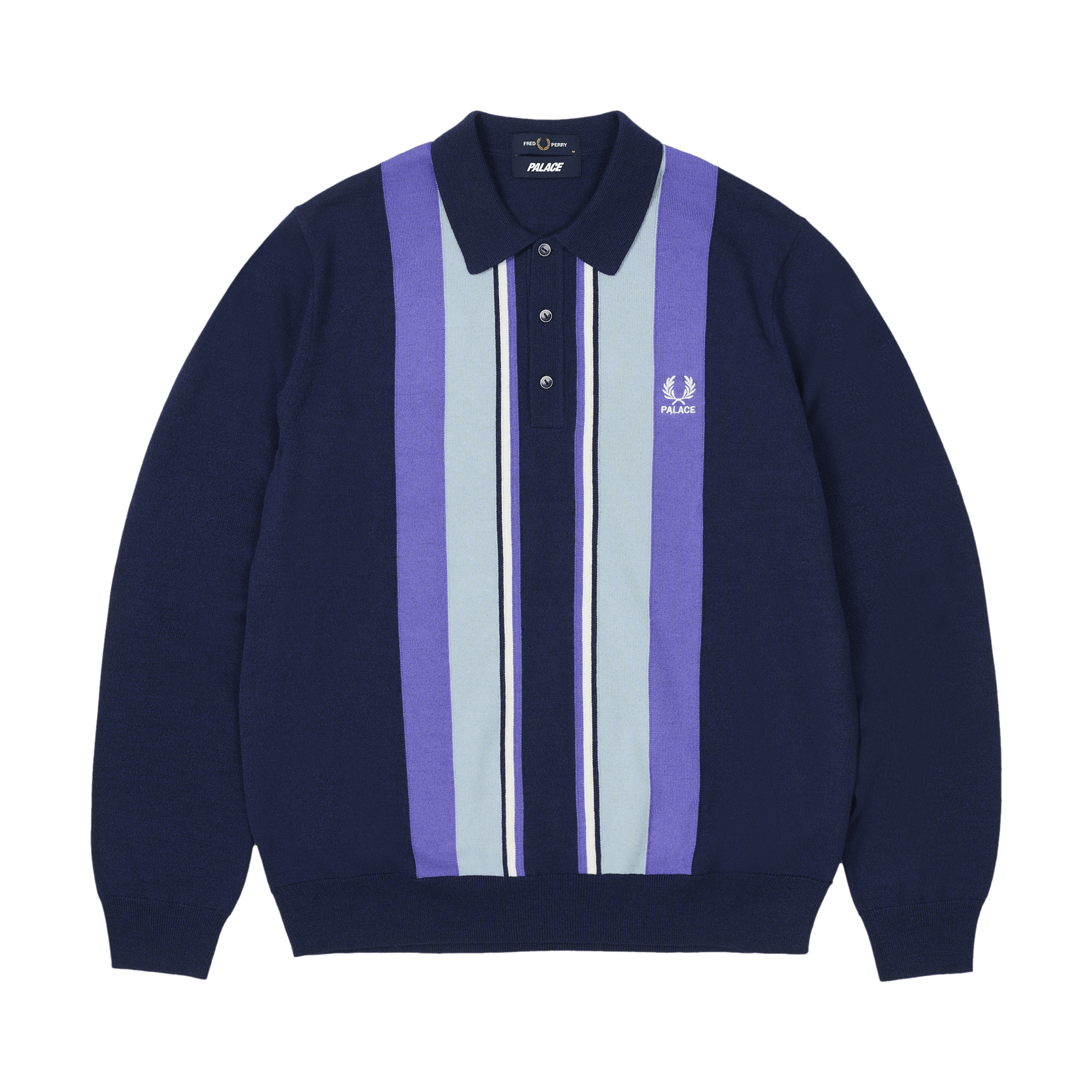 Palace x Fred Perry Long Sleeve Knitted Shirt 'Peacoat'