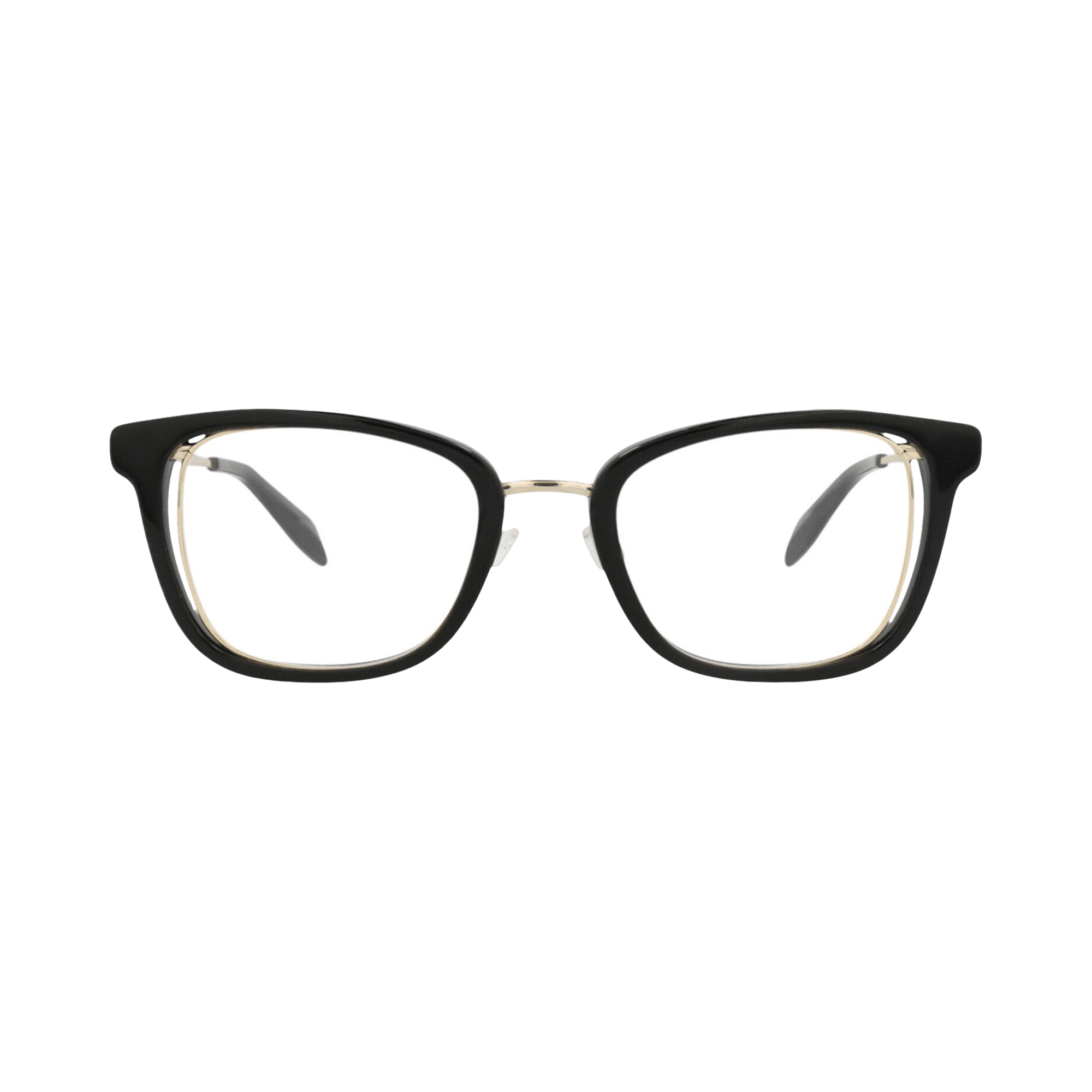 Alexander McQueen Square-Frame Acetate Optical Frames 'Black Gold Transparent'