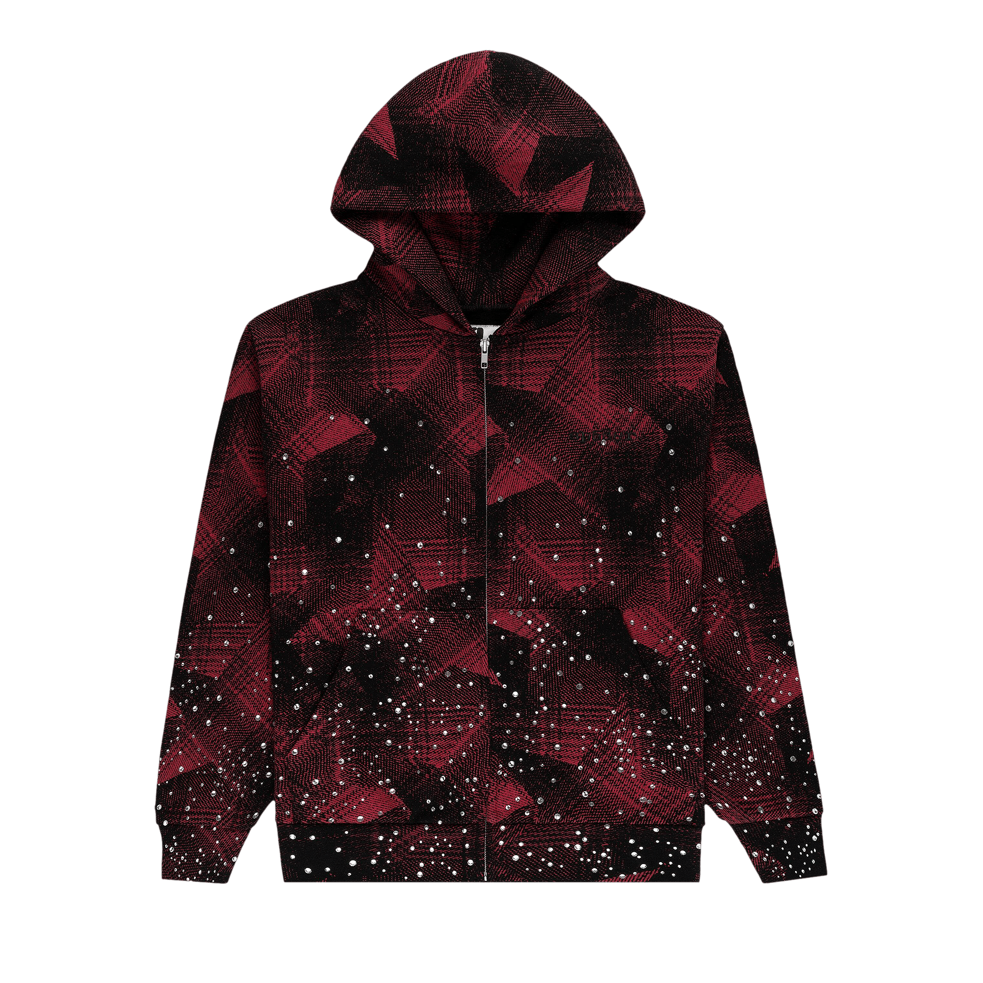 Sp5der Star Plaid Full Zip Hoodie 'Black'