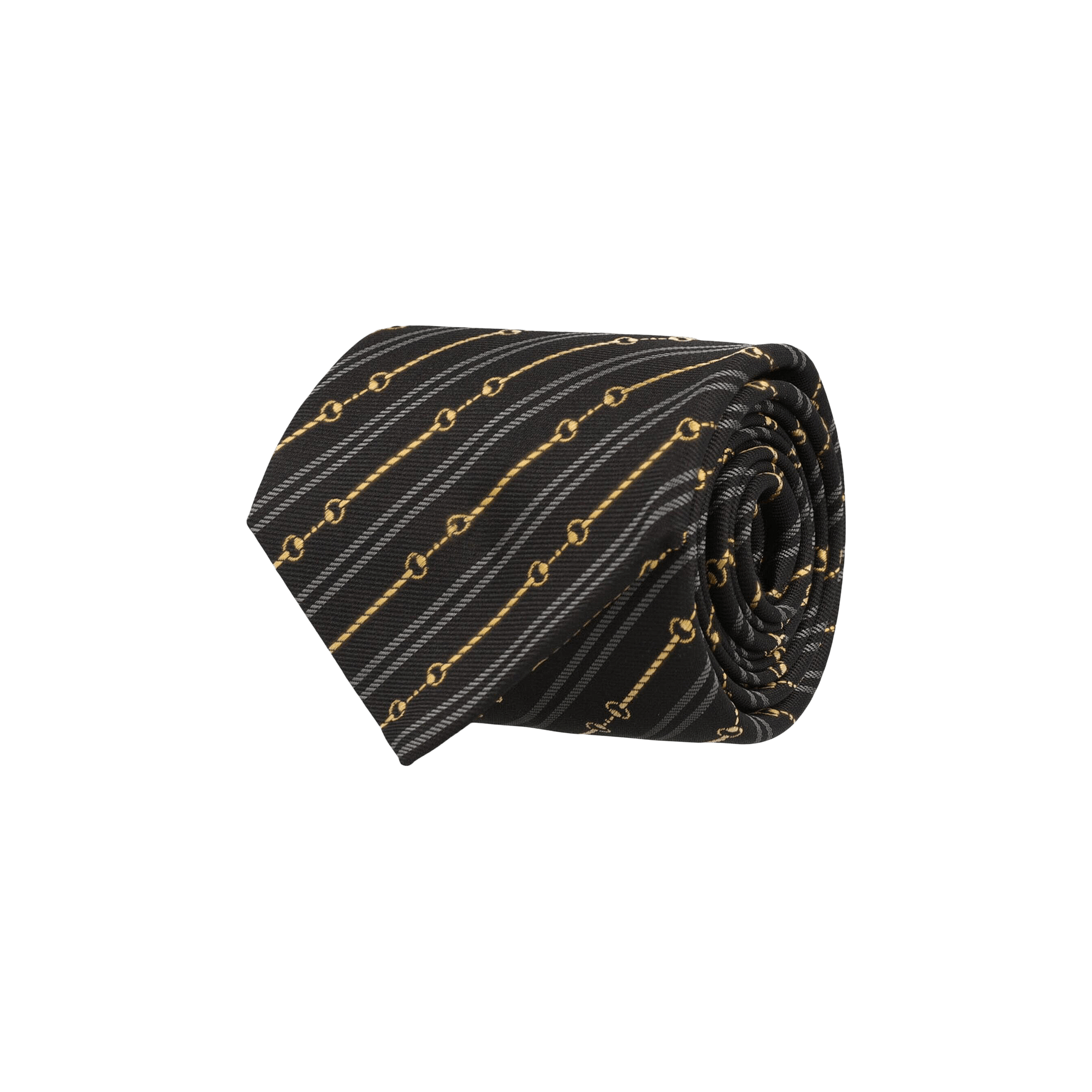 Gucci Horsebit Silk Jacquard Tie 'Black Medium Grey'