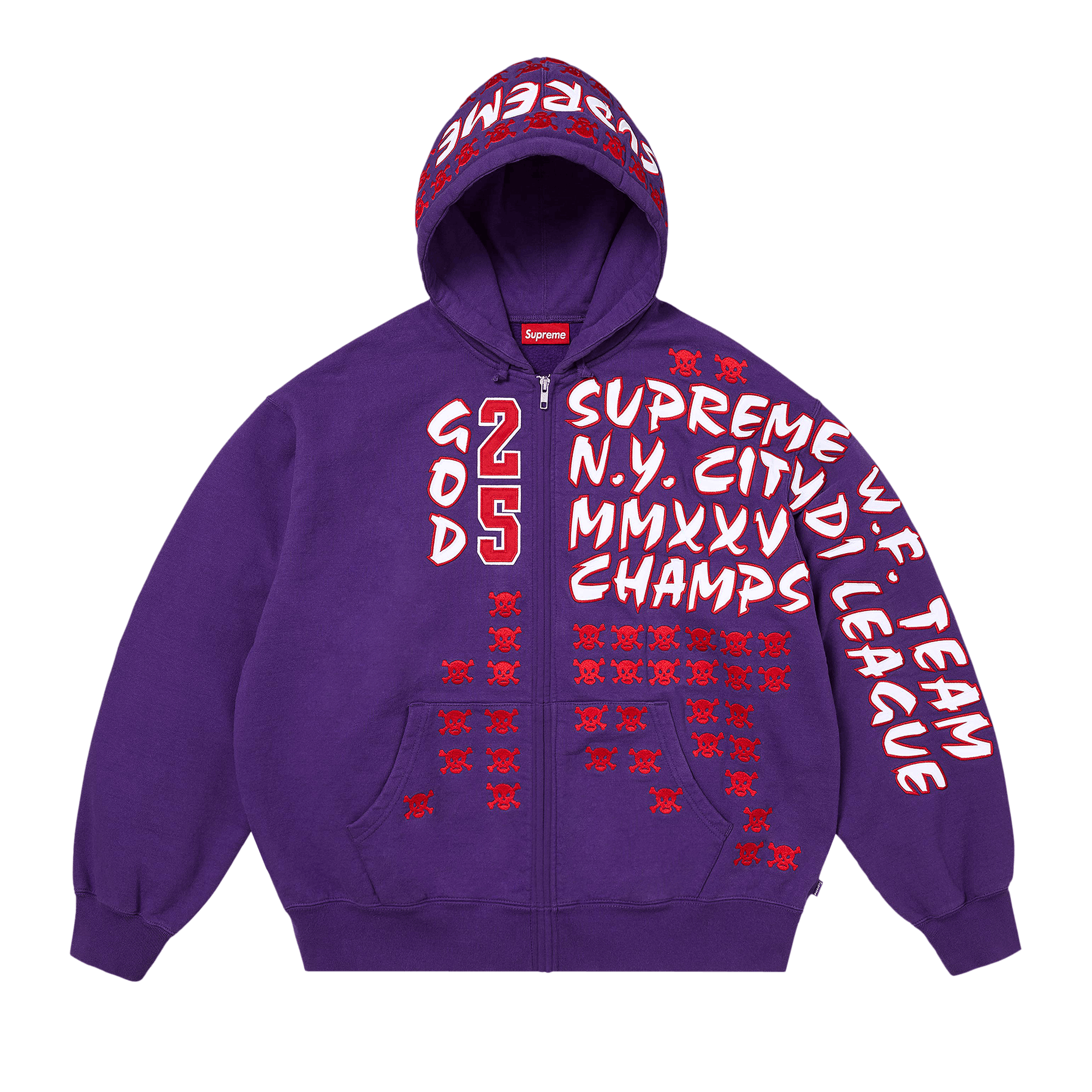 Supreme League Champs Zip Up Hooded Sweatshirt 'Purple'