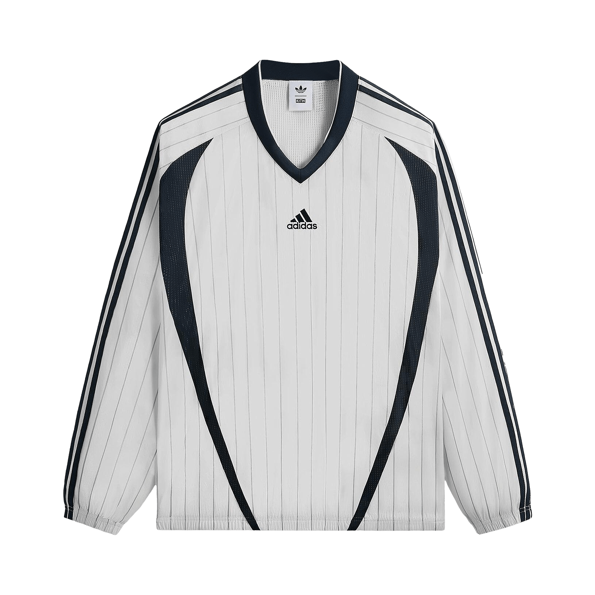 Kith For Adidas Football Pinstripe Long Sleeve V-Neck 'White'